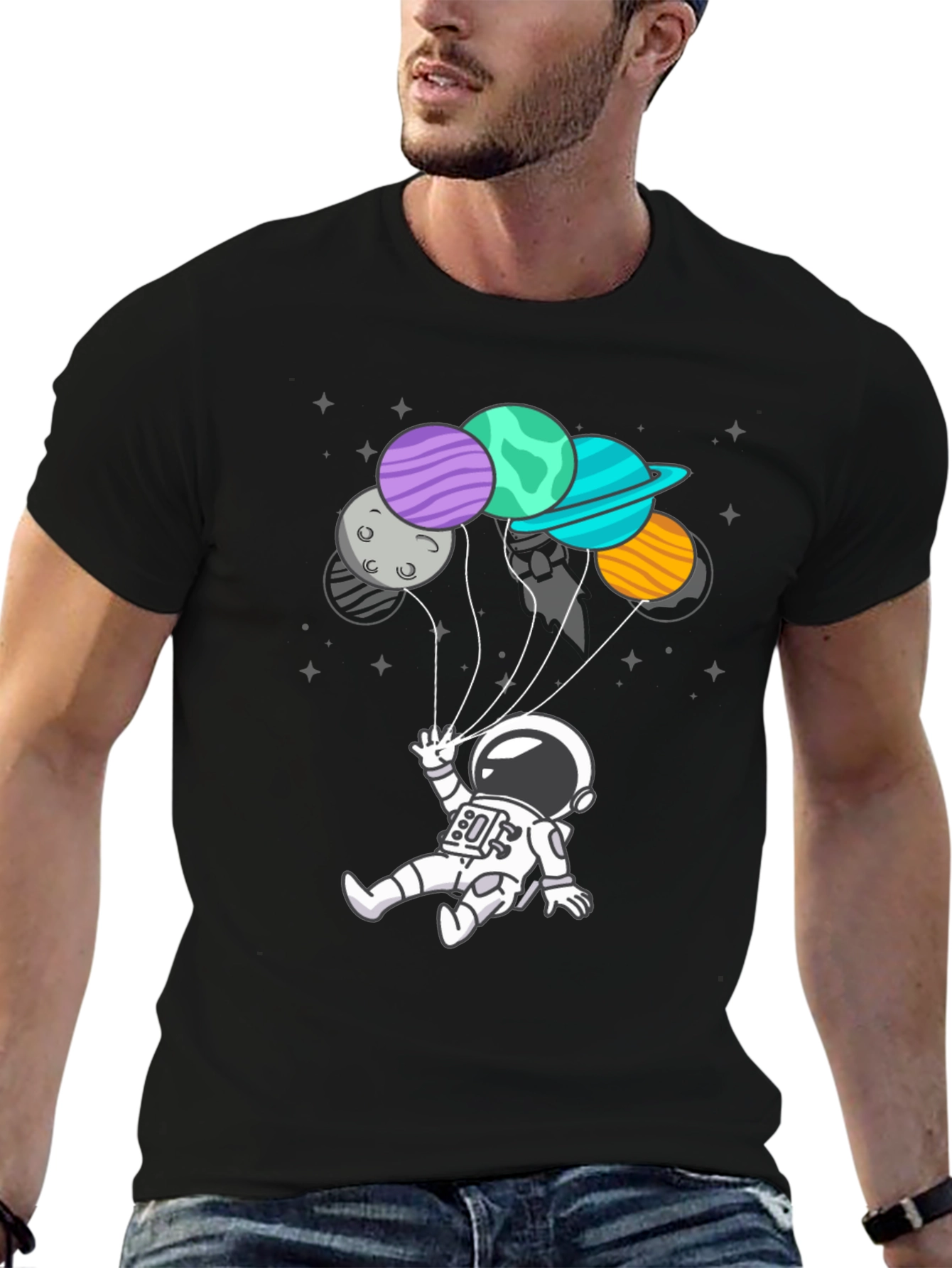 Astronaut Planet Balloon Graphic Tee
