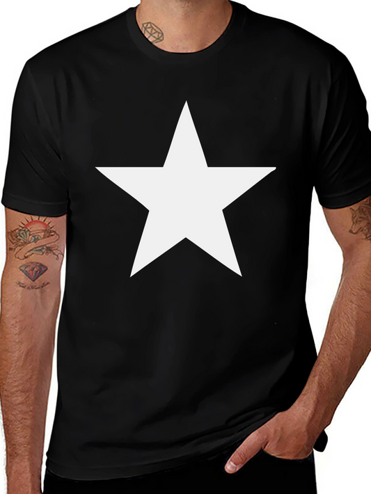Bold Star Graphic Tee - Classic Black Cotton Shirt