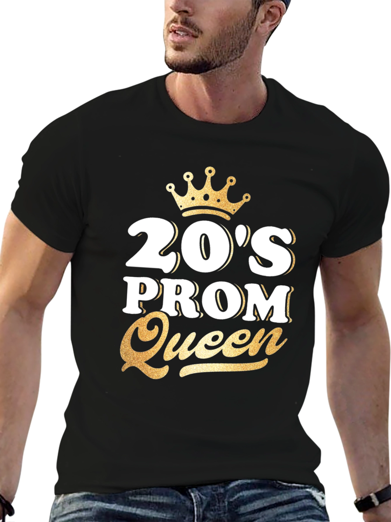 20s Prom Queen T-Shirt - Gold Crown Design
