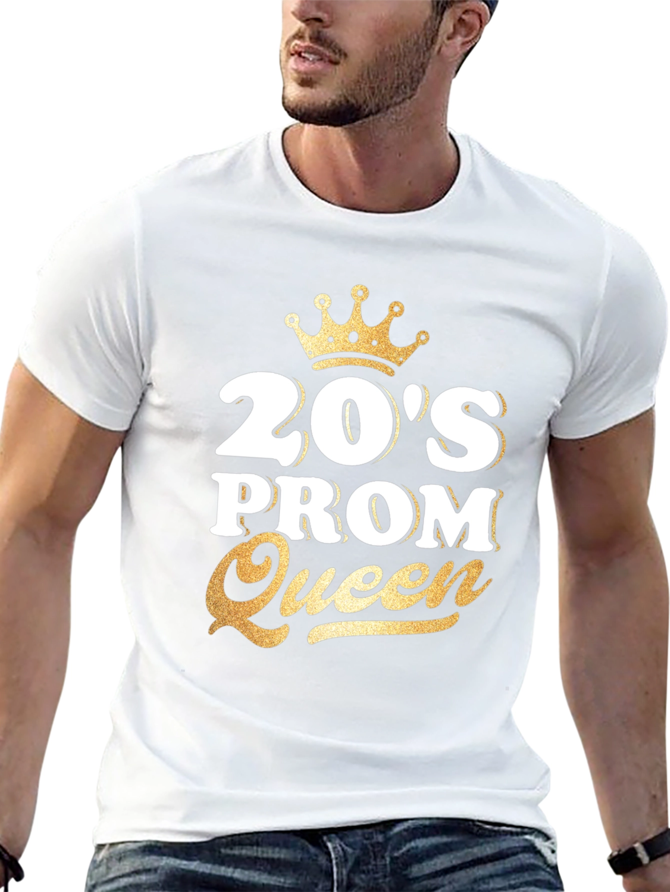20s Prom Queen T-Shirt - Gold Crown Design