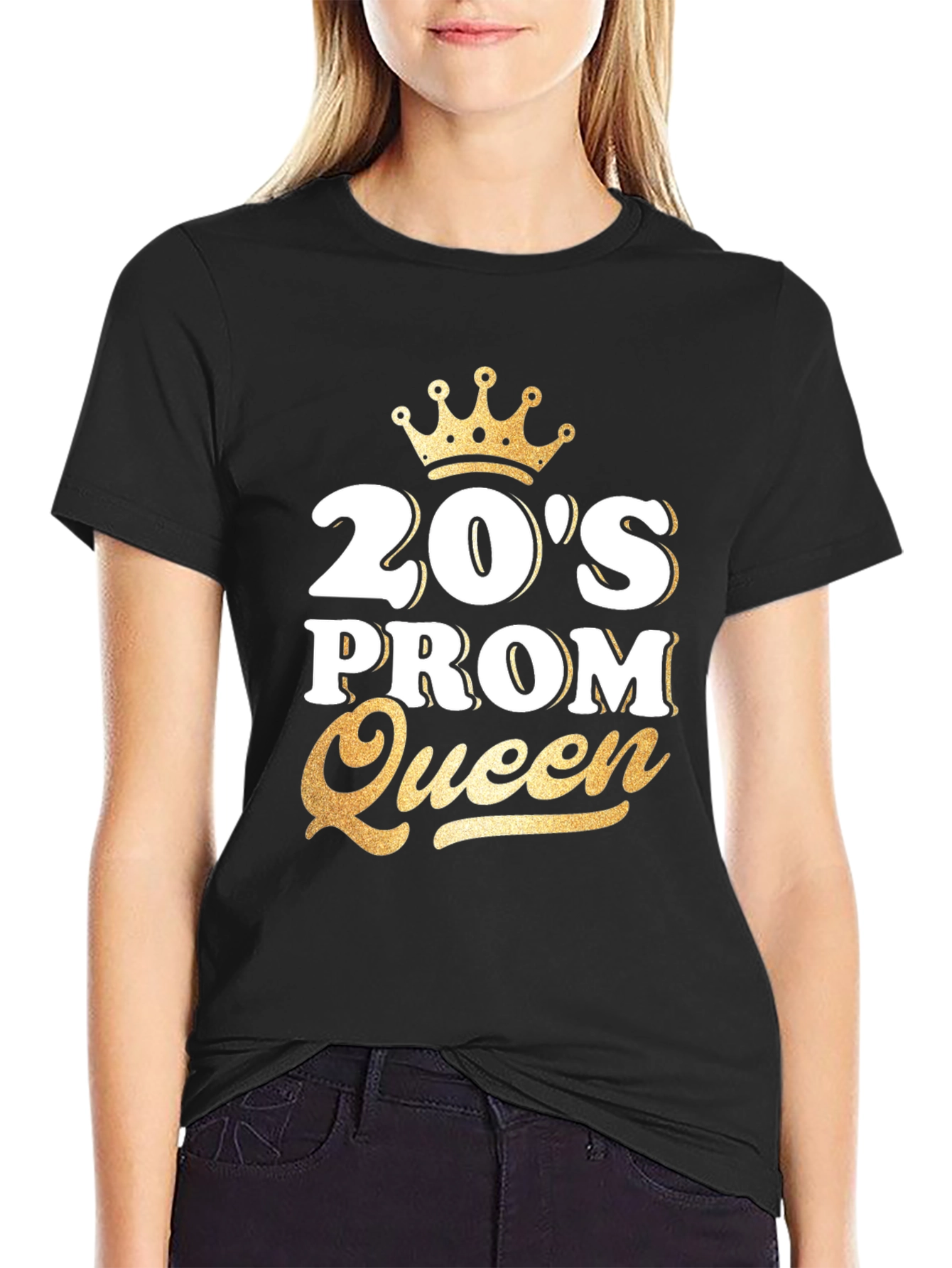 20s Prom Queen T-Shirt - Gold Crown Design
