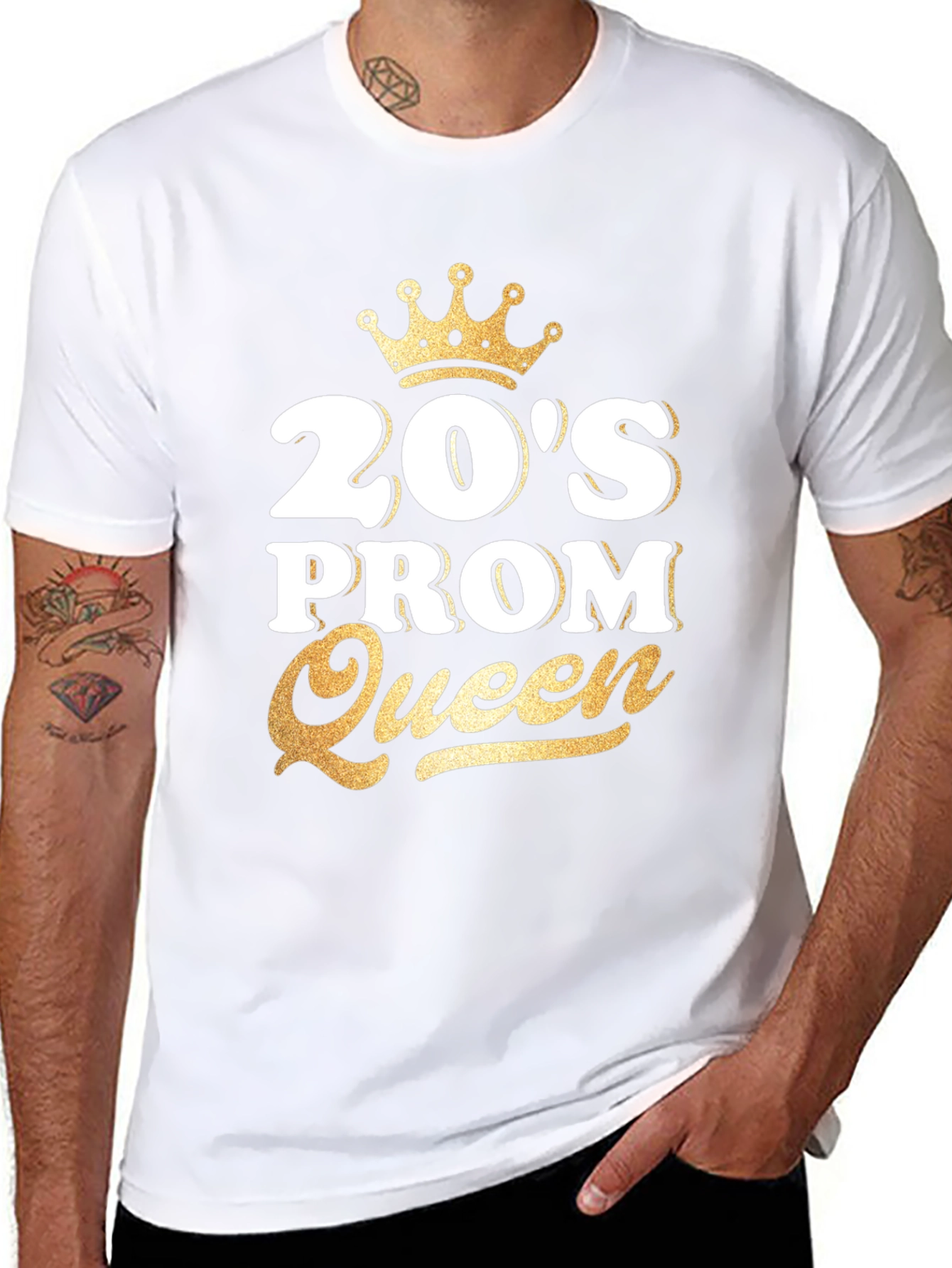 20s Prom Queen T-Shirt - Gold Crown Design