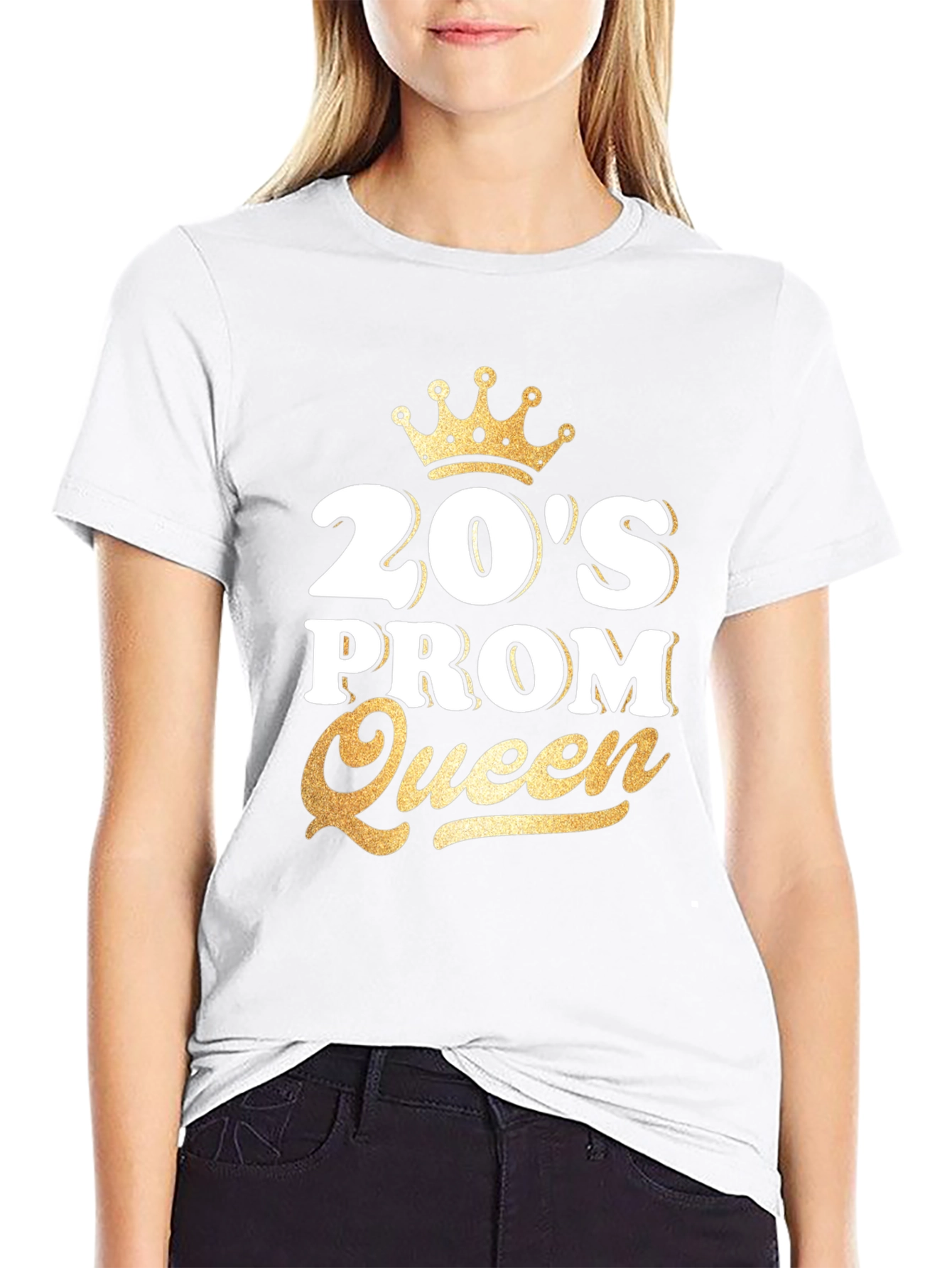 20s Prom Queen T-Shirt - Gold Crown Design