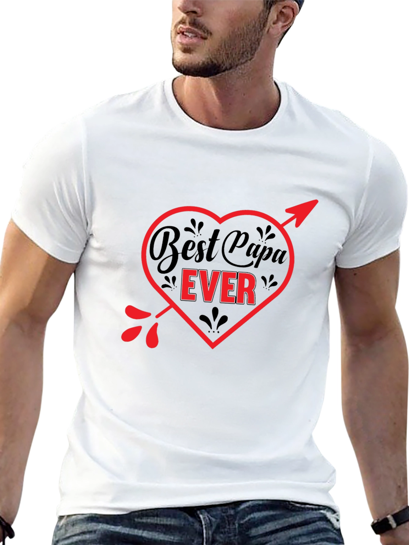 Best Papa Ever T-Shirt - Heart & Arrow Design