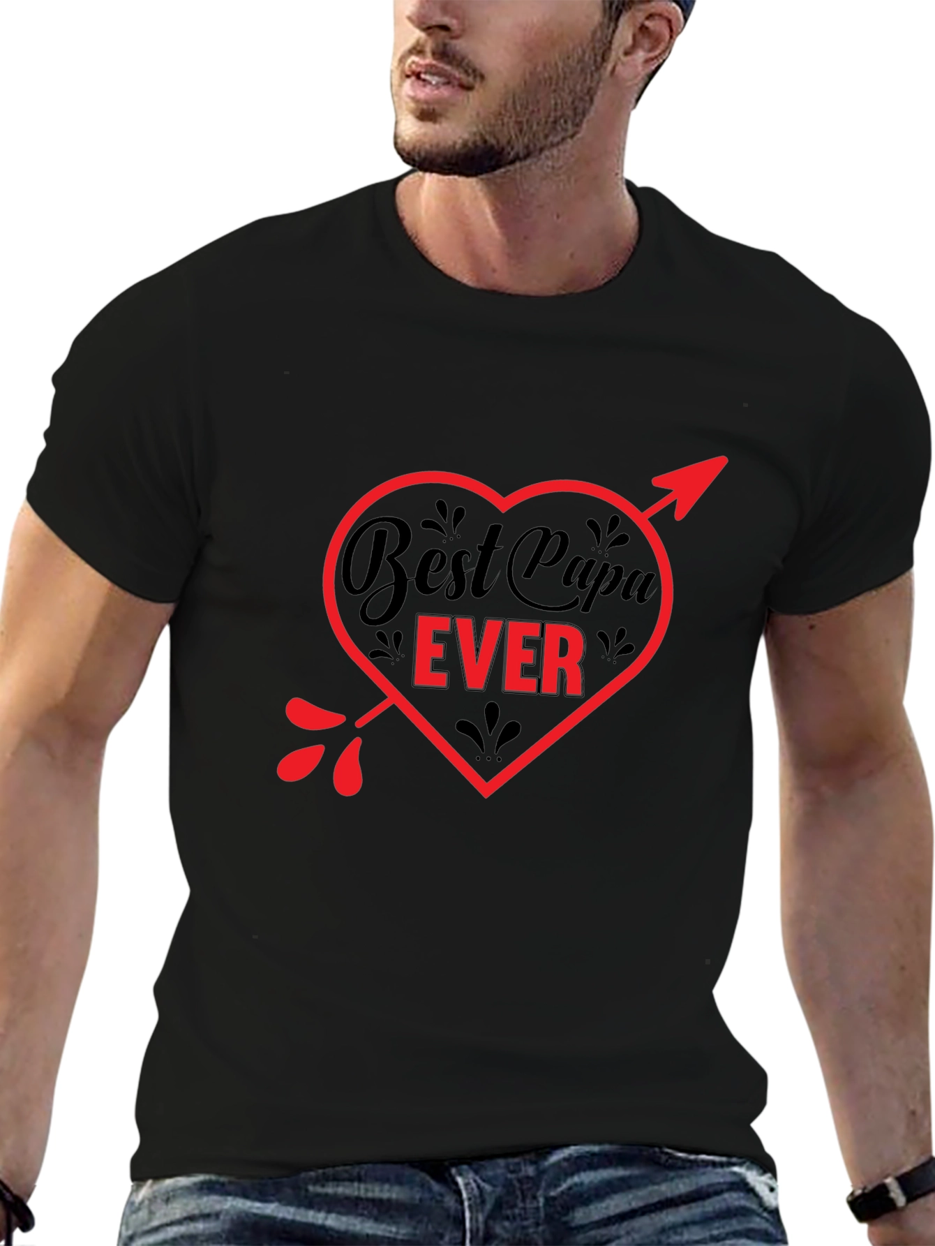Best Papa Ever T-Shirt - Heart & Arrow Design