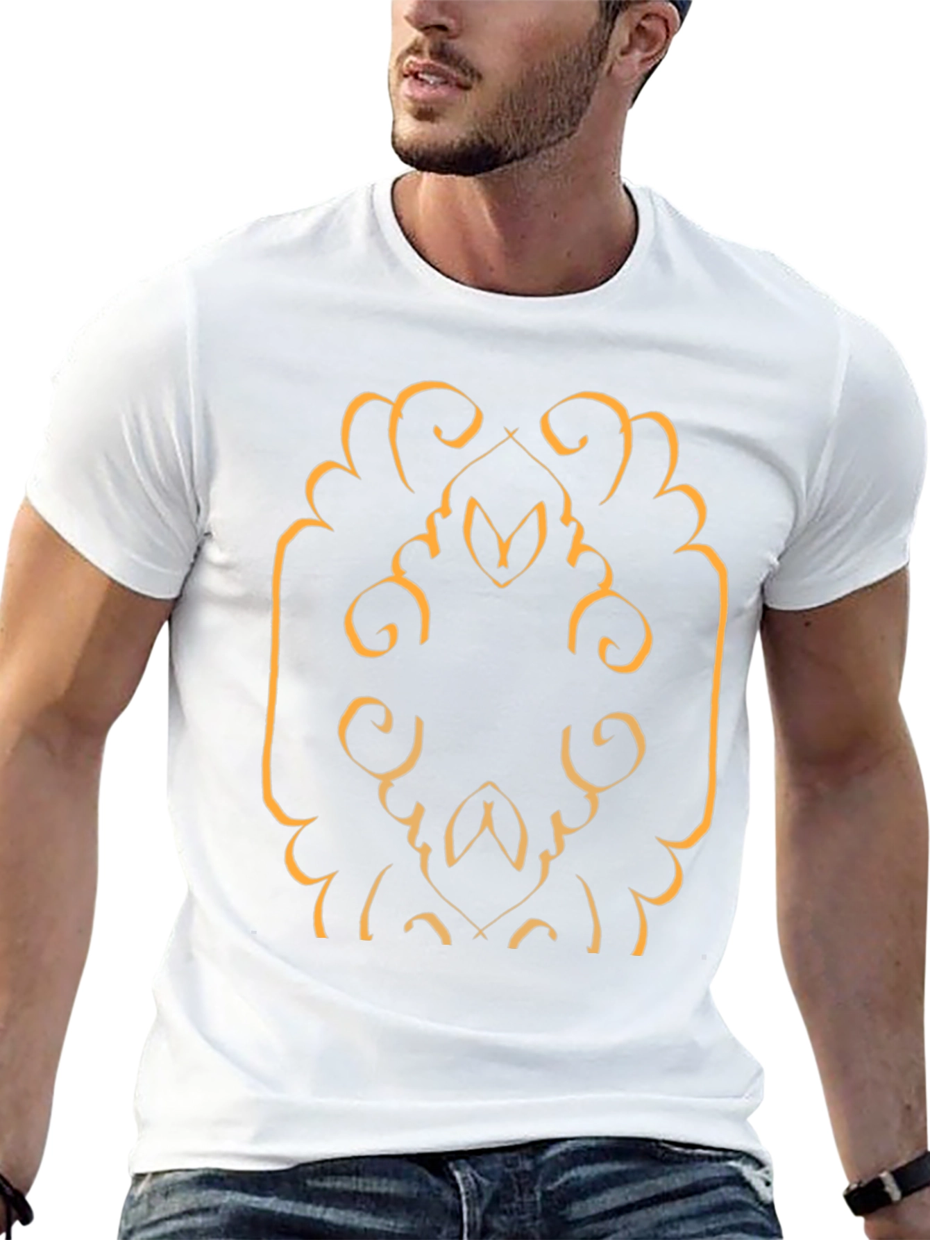 Stylish Black T-Shirt with Abstract Gold Design