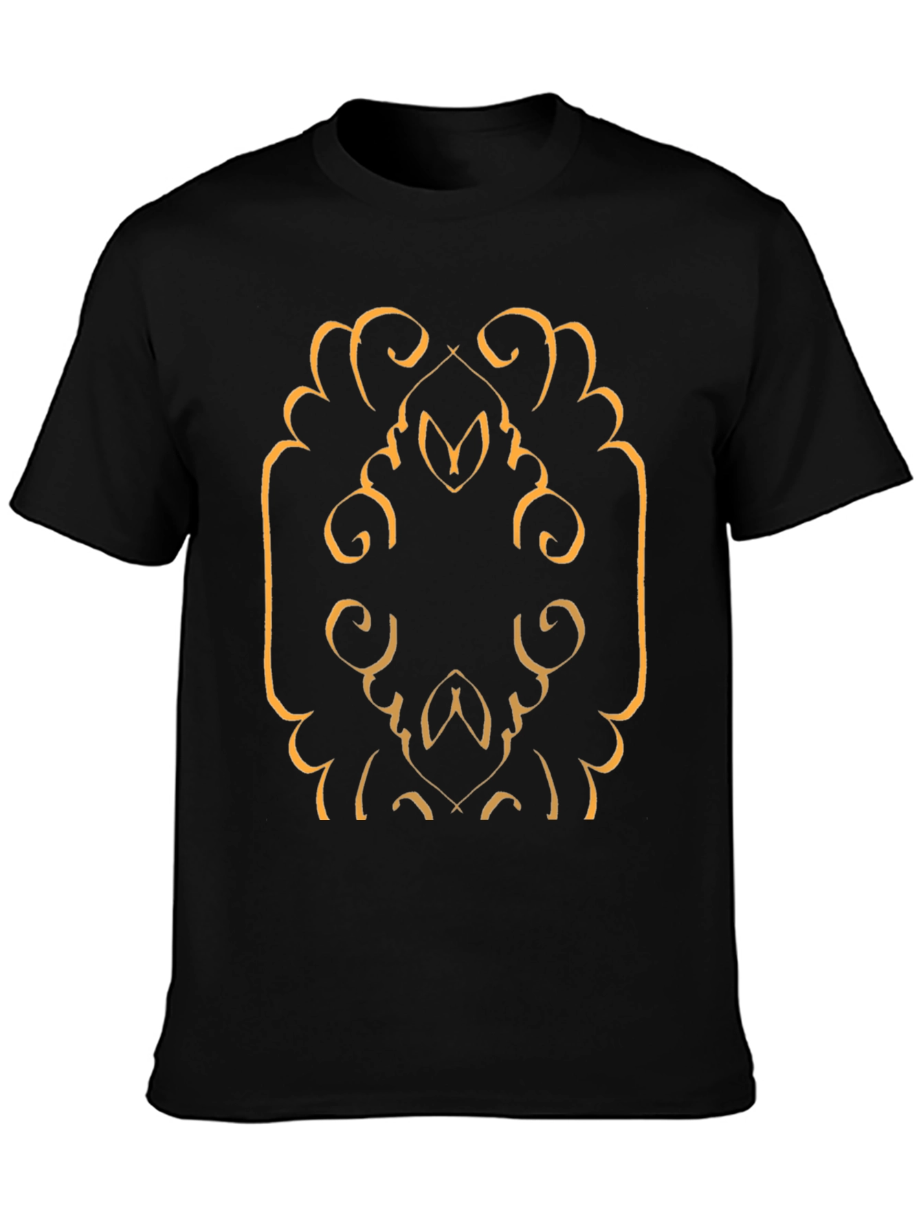 Stylish Black T-Shirt with Abstract Gold Design
