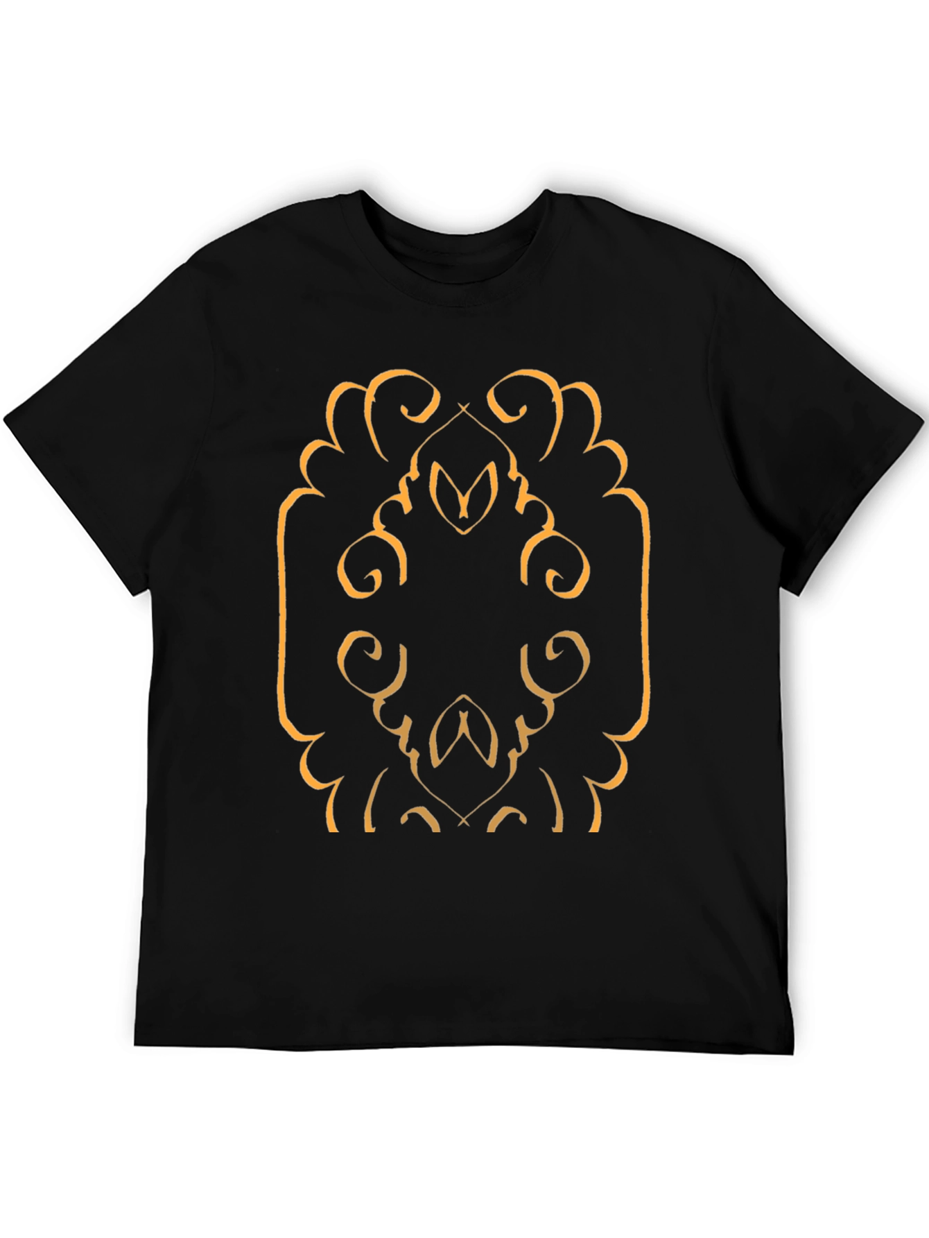 Stylish Black T-Shirt with Abstract Gold Design