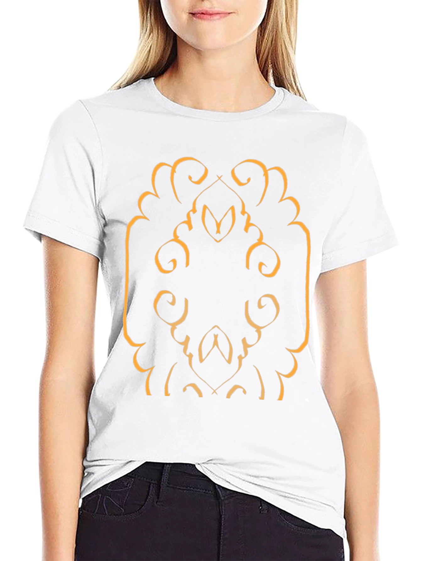 Stylish Black T-Shirt with Abstract Gold Design