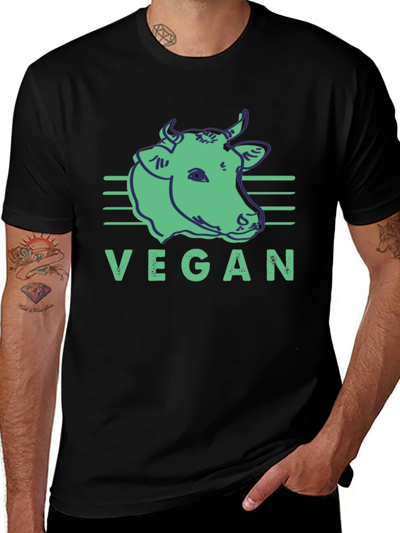 Vegan Cow Graphic Tee - Black Unisex T-Shirt