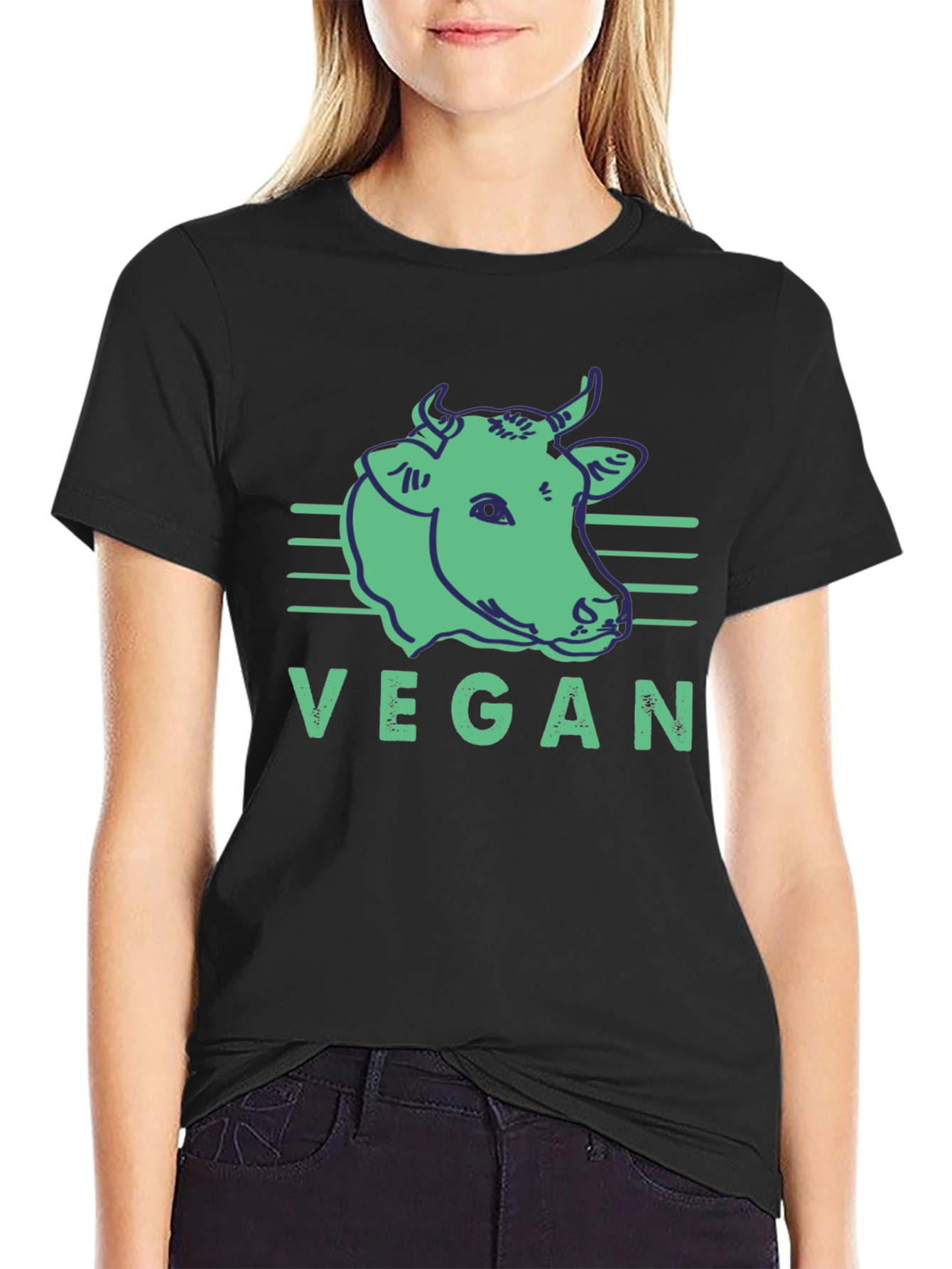 Vegan Cow Graphic Tee - Black Unisex T-Shirt