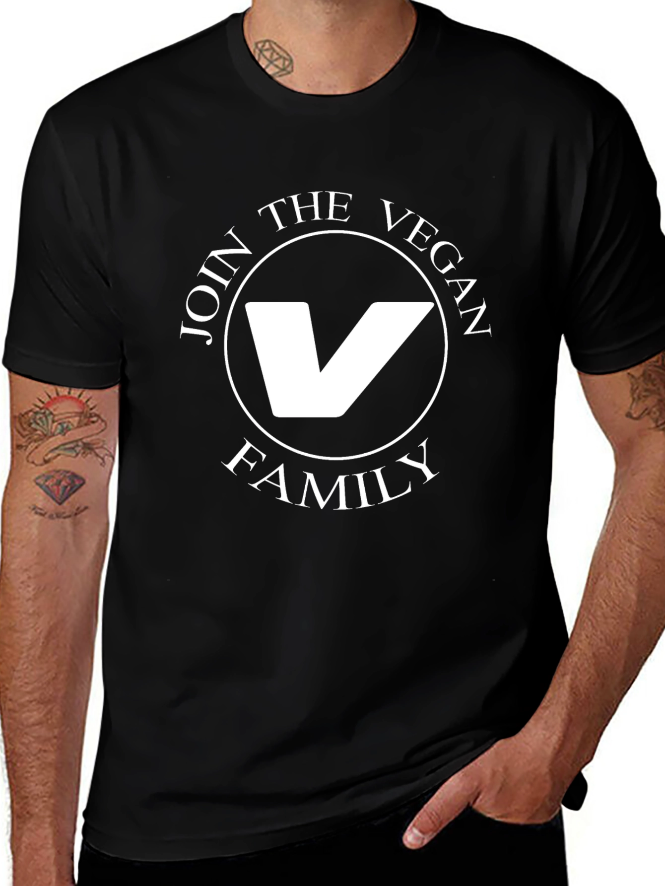 Vegan Family Graphic Tee - Black Cotton T-Shirt