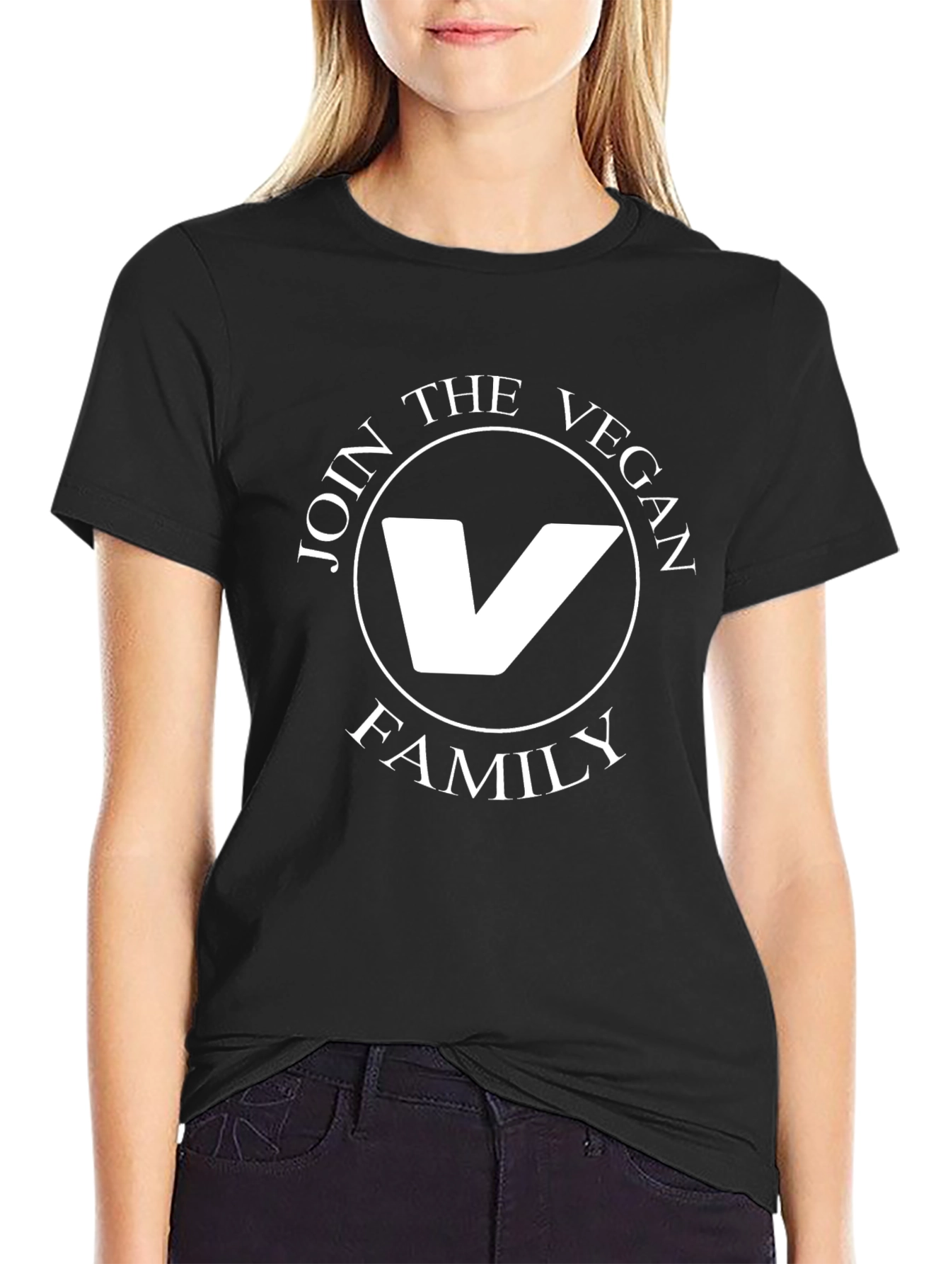 Vegan Family Graphic Tee - Black Cotton T-Shirt