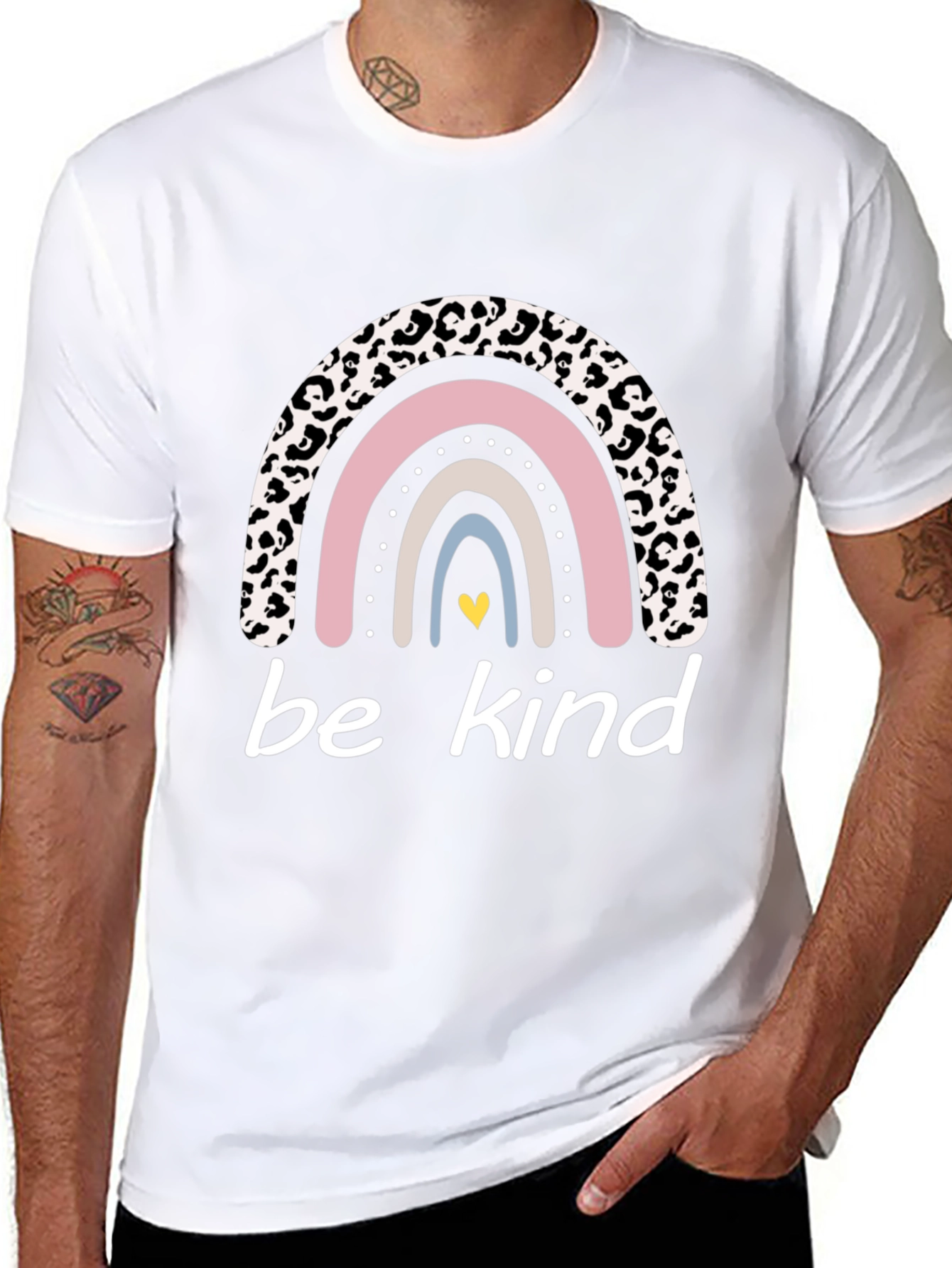 Be Kind Rainbow Leopard Print T-Shirt