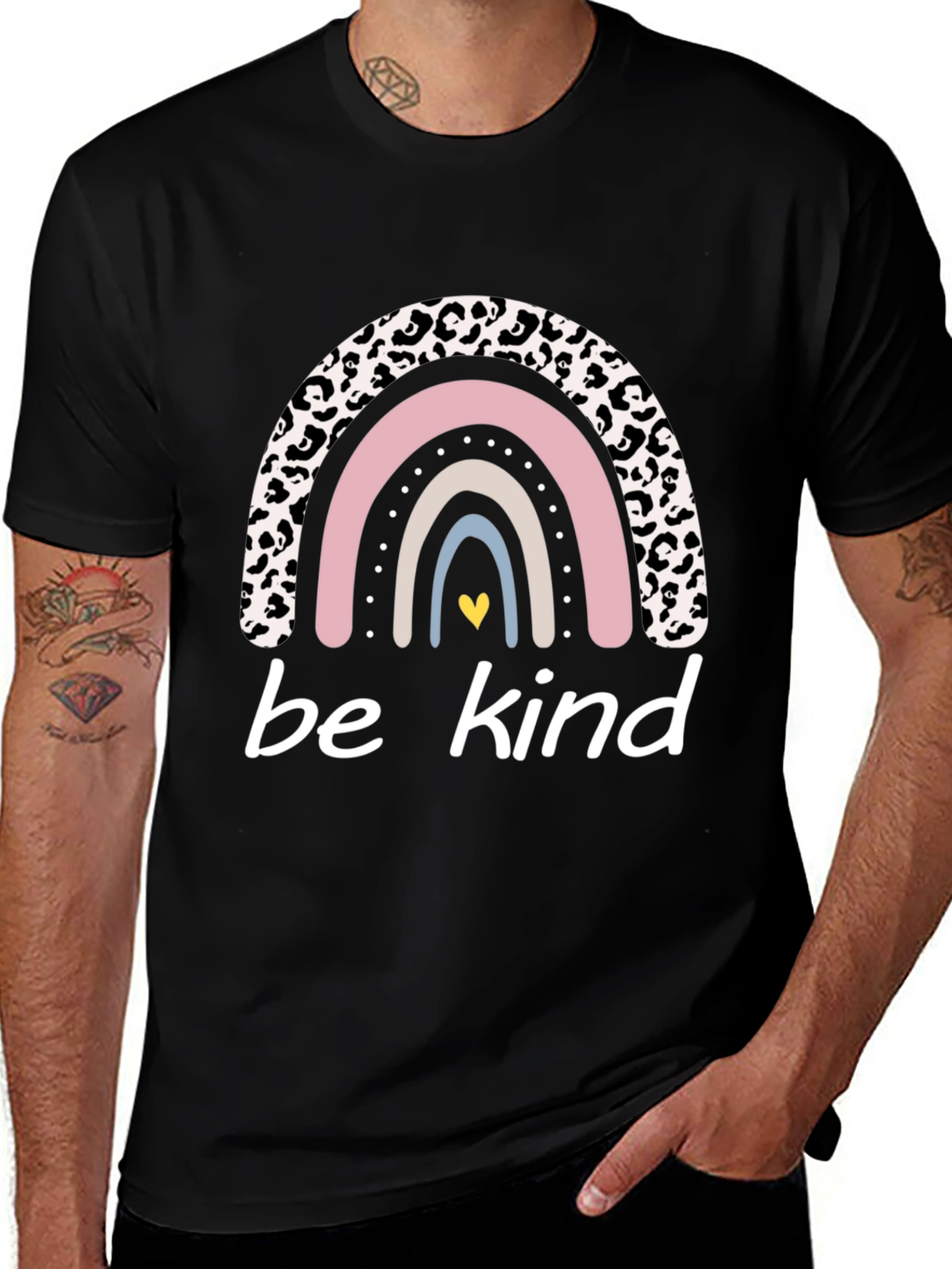 Be Kind Rainbow Leopard Print T-Shirt