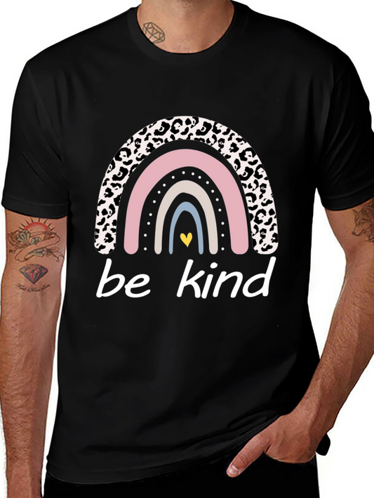 Be Kind Rainbow Leopard Print T-Shirt