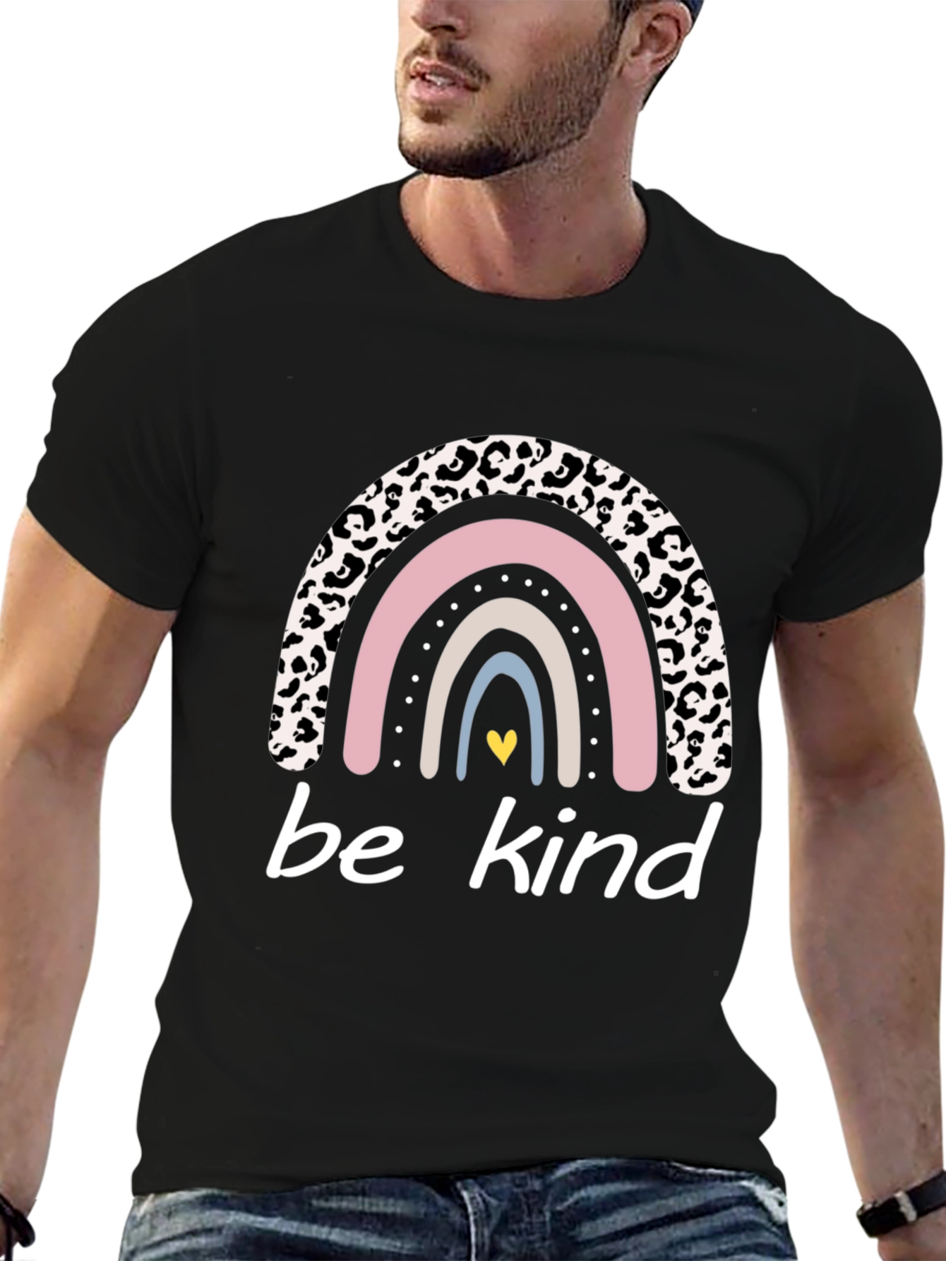 Be Kind Rainbow Leopard Print T-Shirt