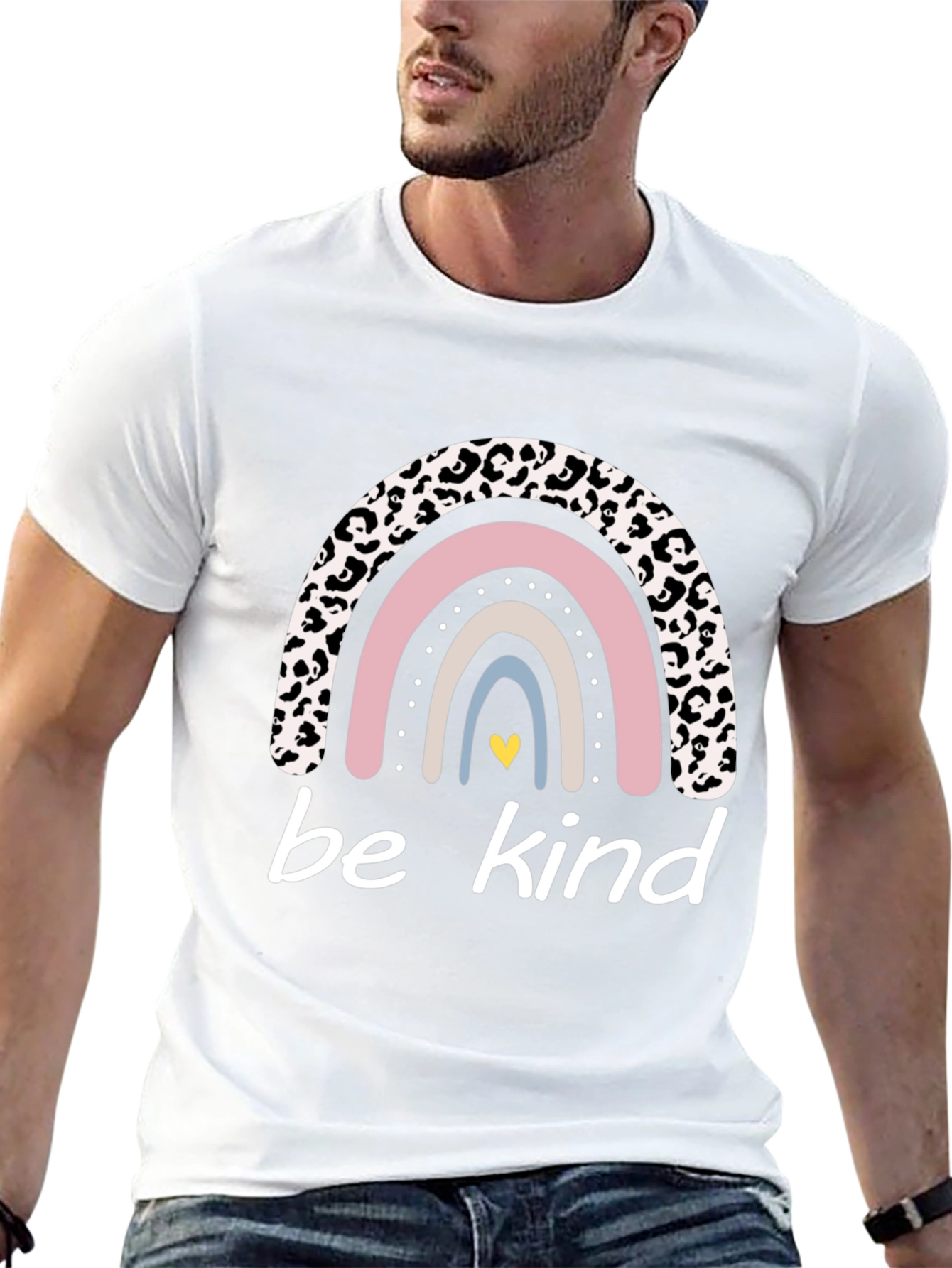 Be Kind Rainbow Leopard Print T-Shirt