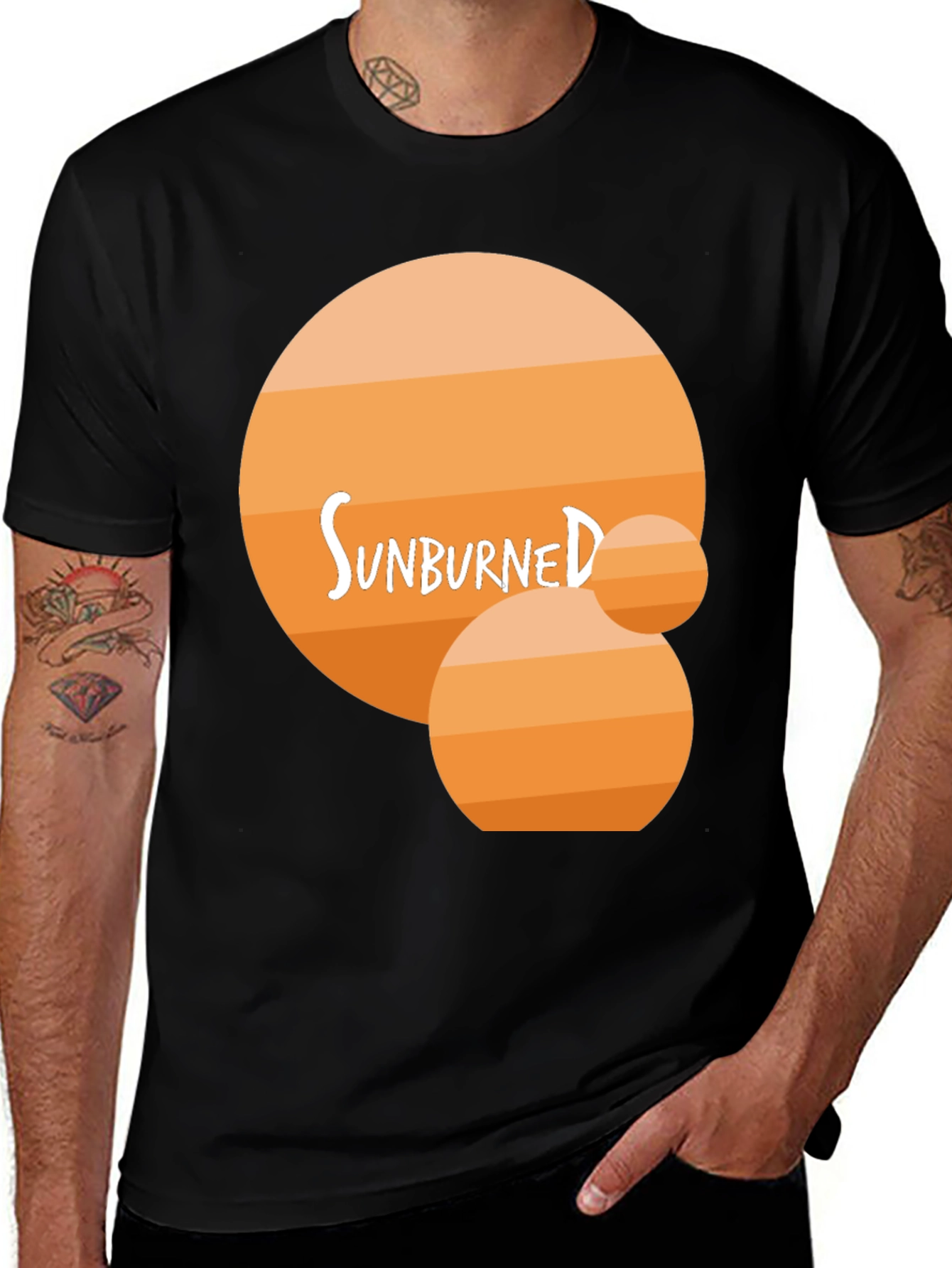 Sunburned Graphic Tee - Black Cotton T-Shirt