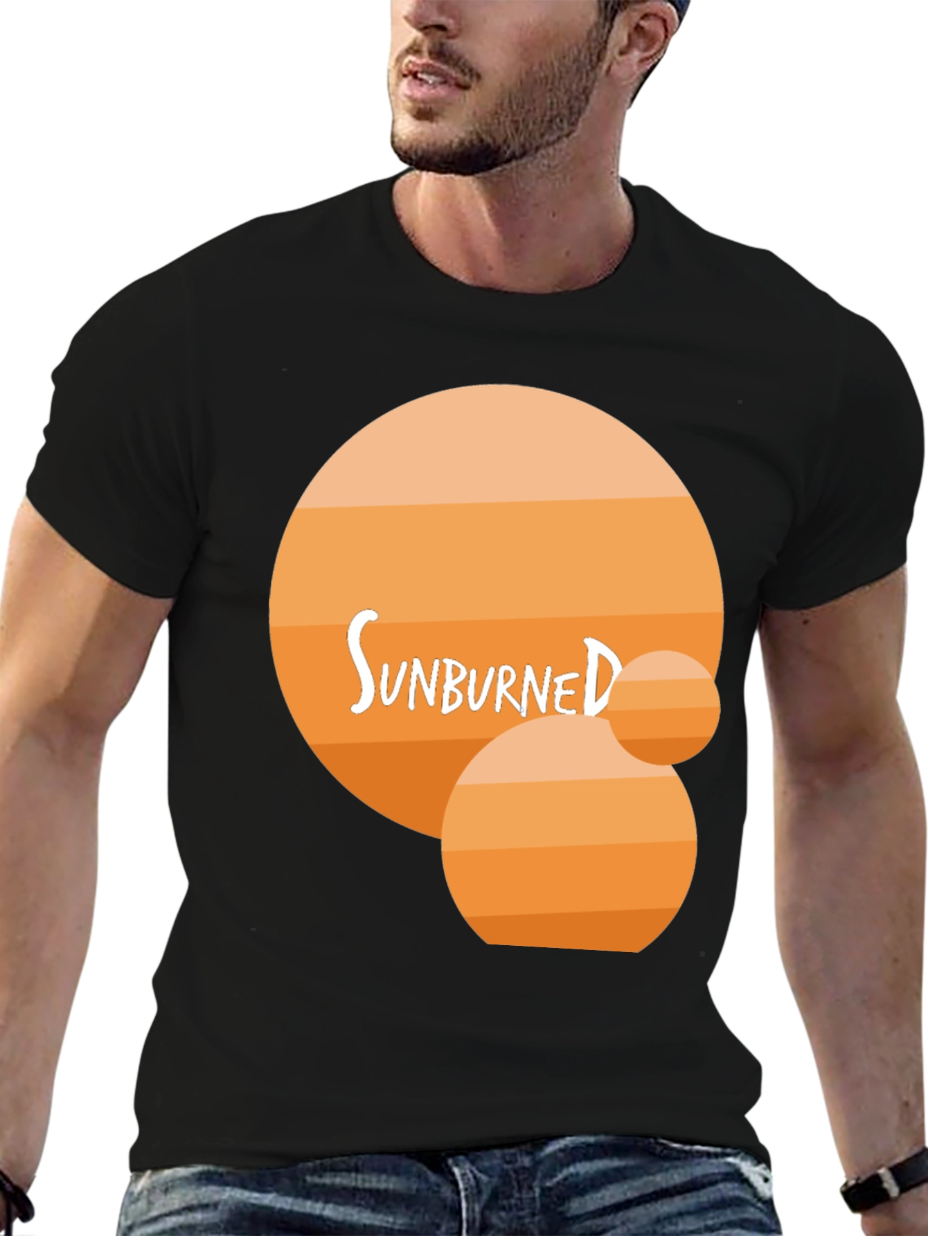 Sunburned Graphic Tee - Black Cotton T-Shirt