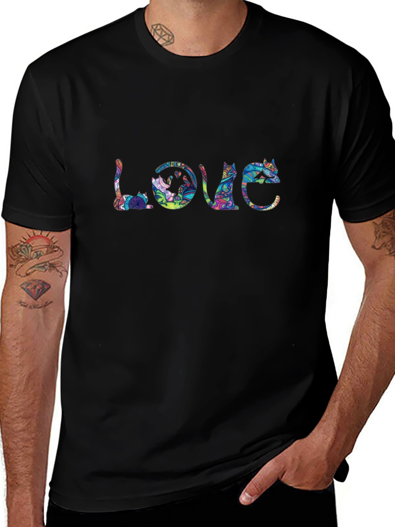 Cat Lover T-Shirt - Artistic LOVE Design