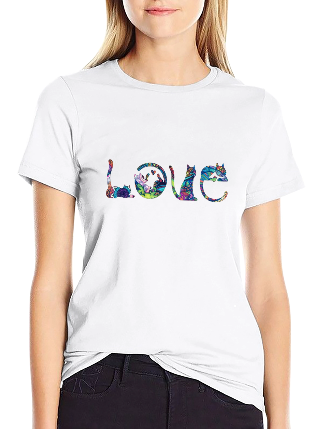Cat Lover T-Shirt - Artistic LOVE Design