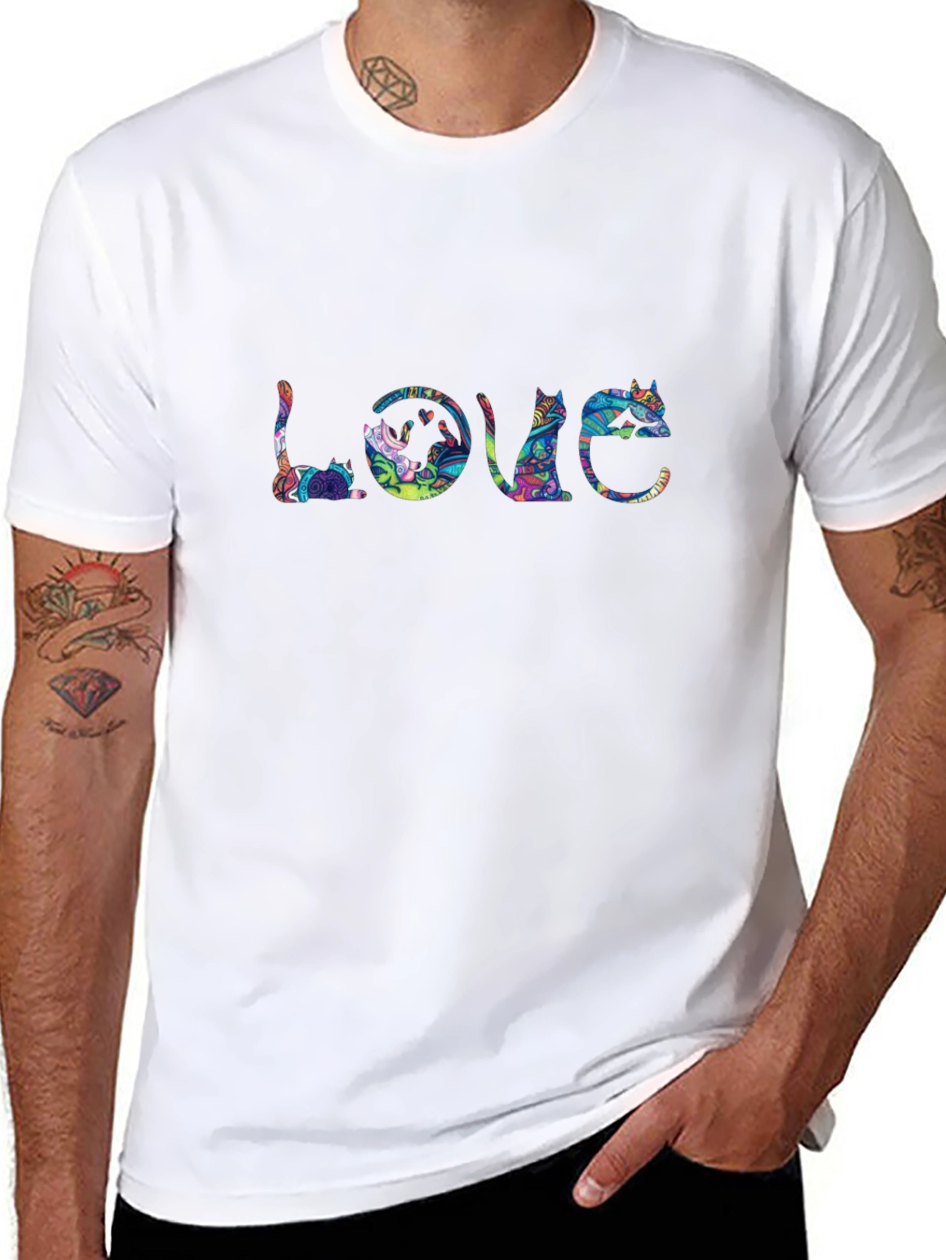 Cat Lover T-Shirt - Artistic LOVE Design