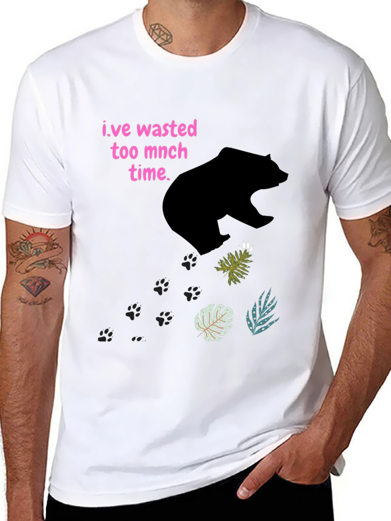 Wasted Time Bear Graphic T-Shirt