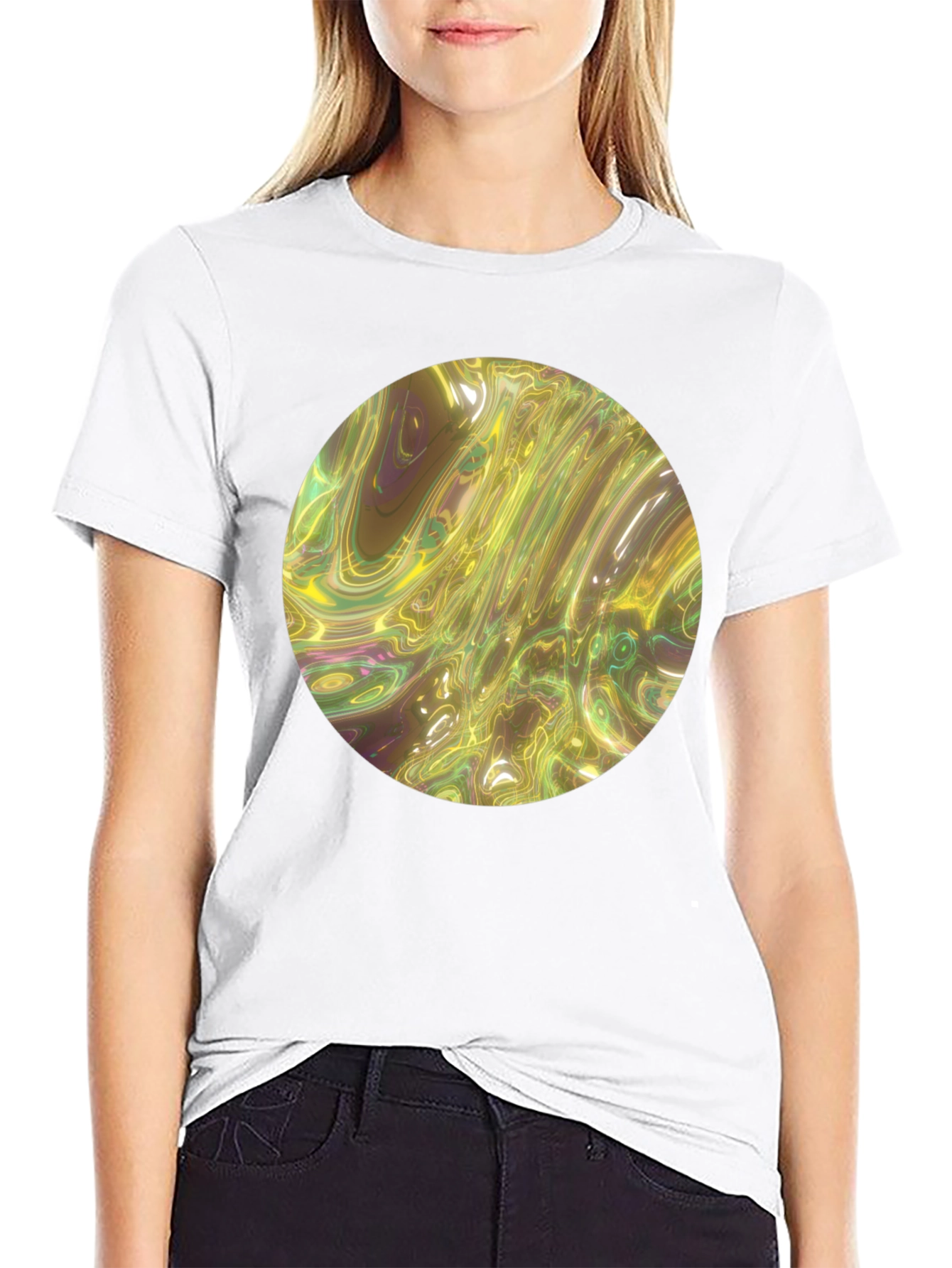 Abstract Circle Print Black T-Shirt