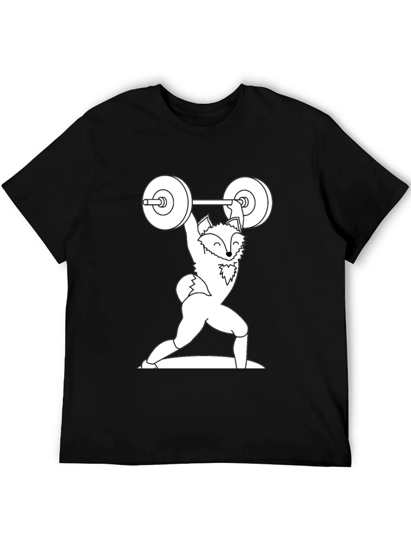 Weightlifting Fox Graphic Tee - Black Cotton T-Shirt