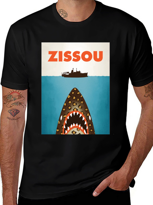 Zissou Shark Graphic Tee - Black Cotton T-Shirt