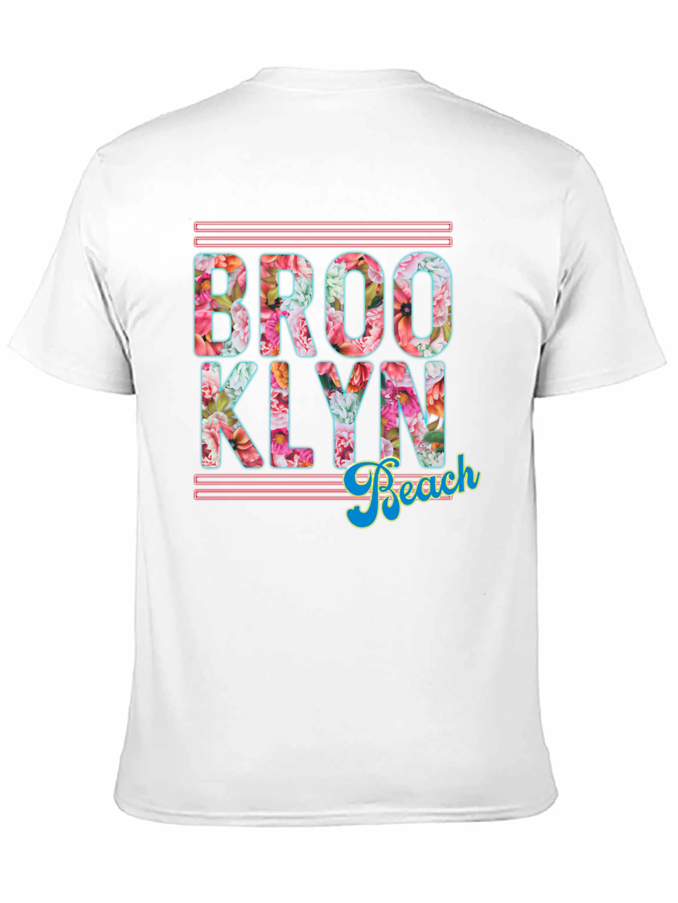 Brooklyn Beach Floral Print Black T-Shirt