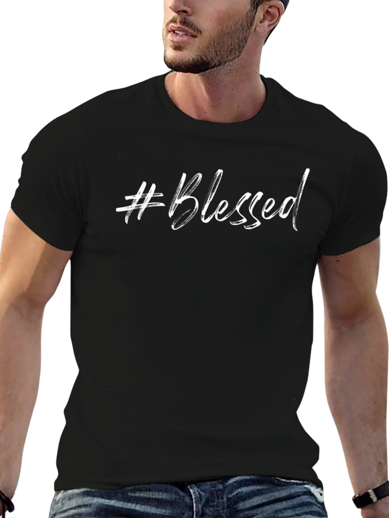 #Blessed Graphic Tee - Stylish Black Cotton T-Shirt
