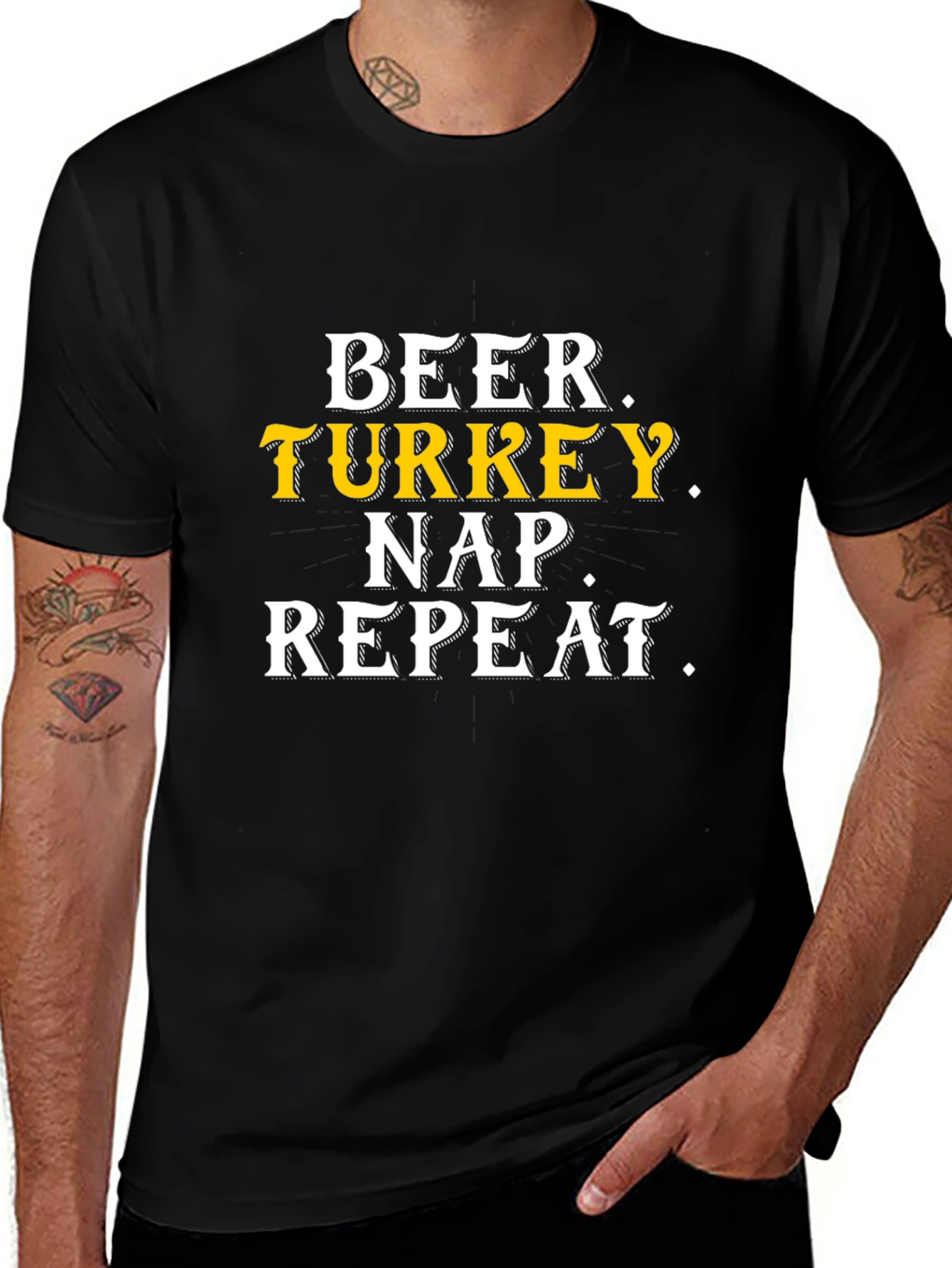 Beer Turkey Nap Repeat Thanksgiving T-Shirt