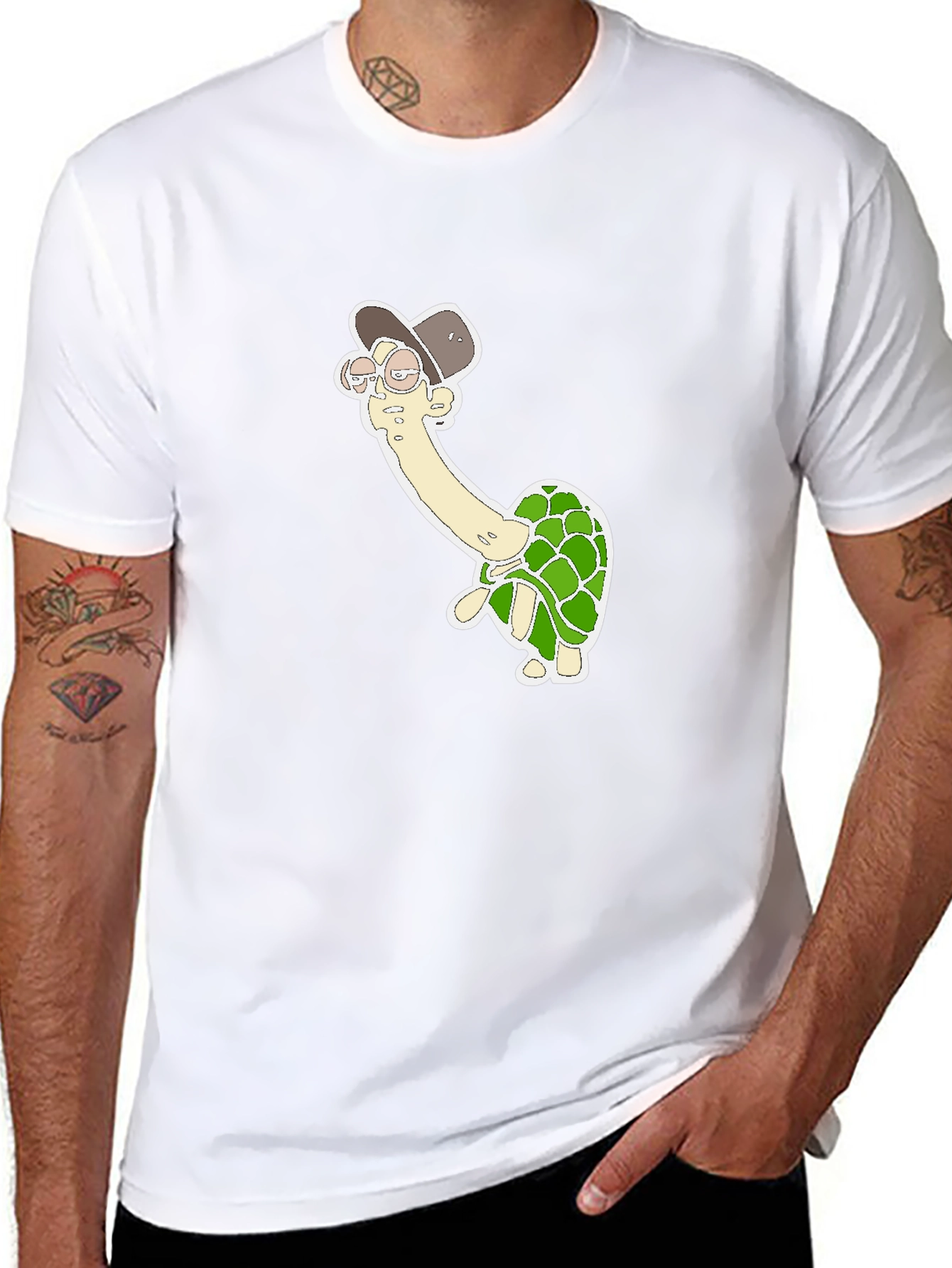 Turtle in Hat Graphic Tee - Black