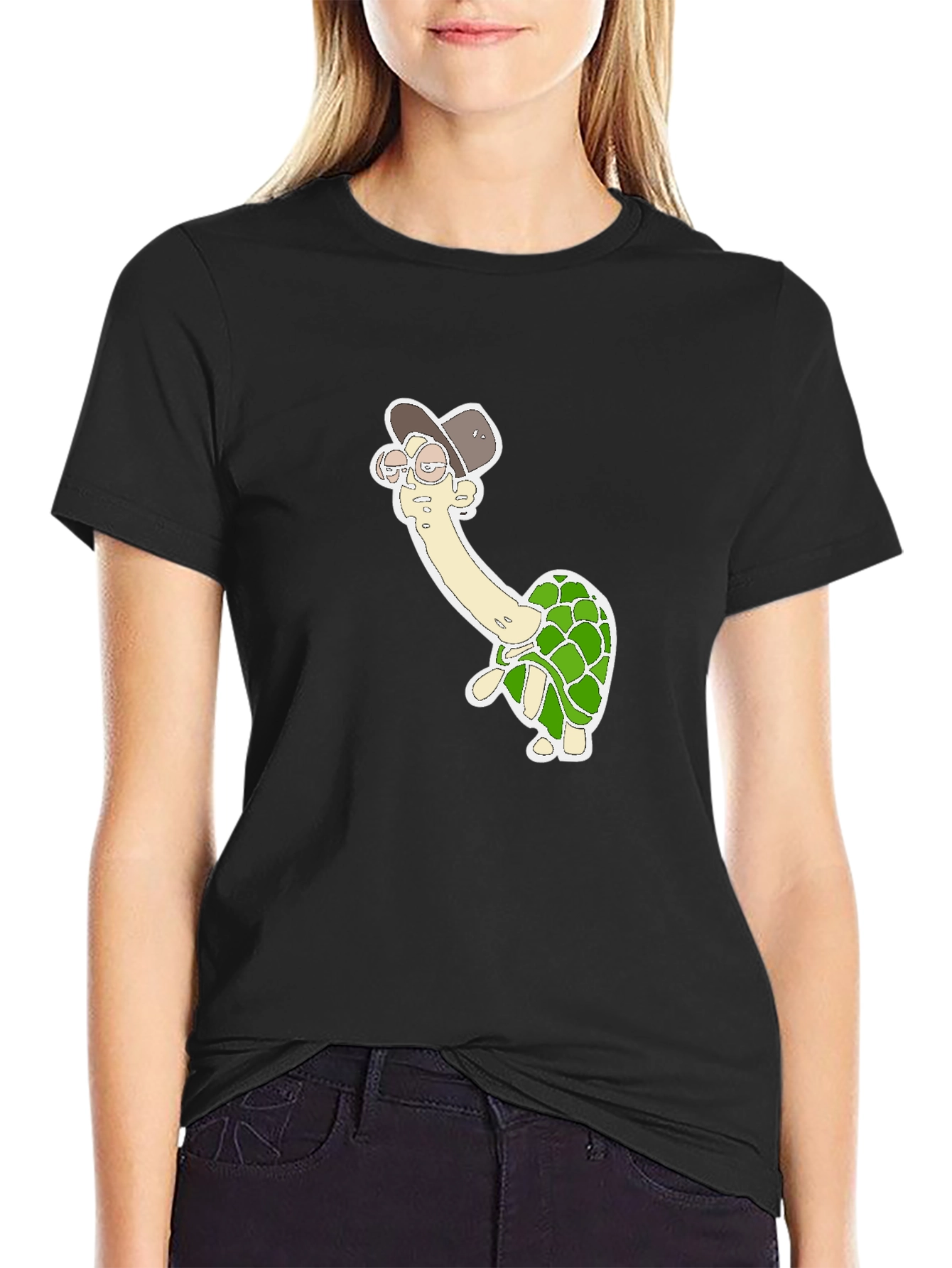 Turtle in Hat Graphic Tee - Black
