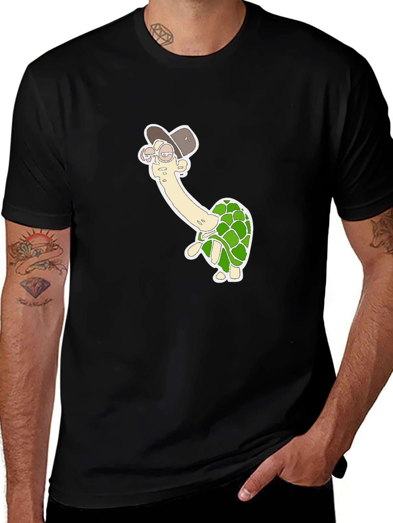 Turtle in Hat Graphic Tee - Black