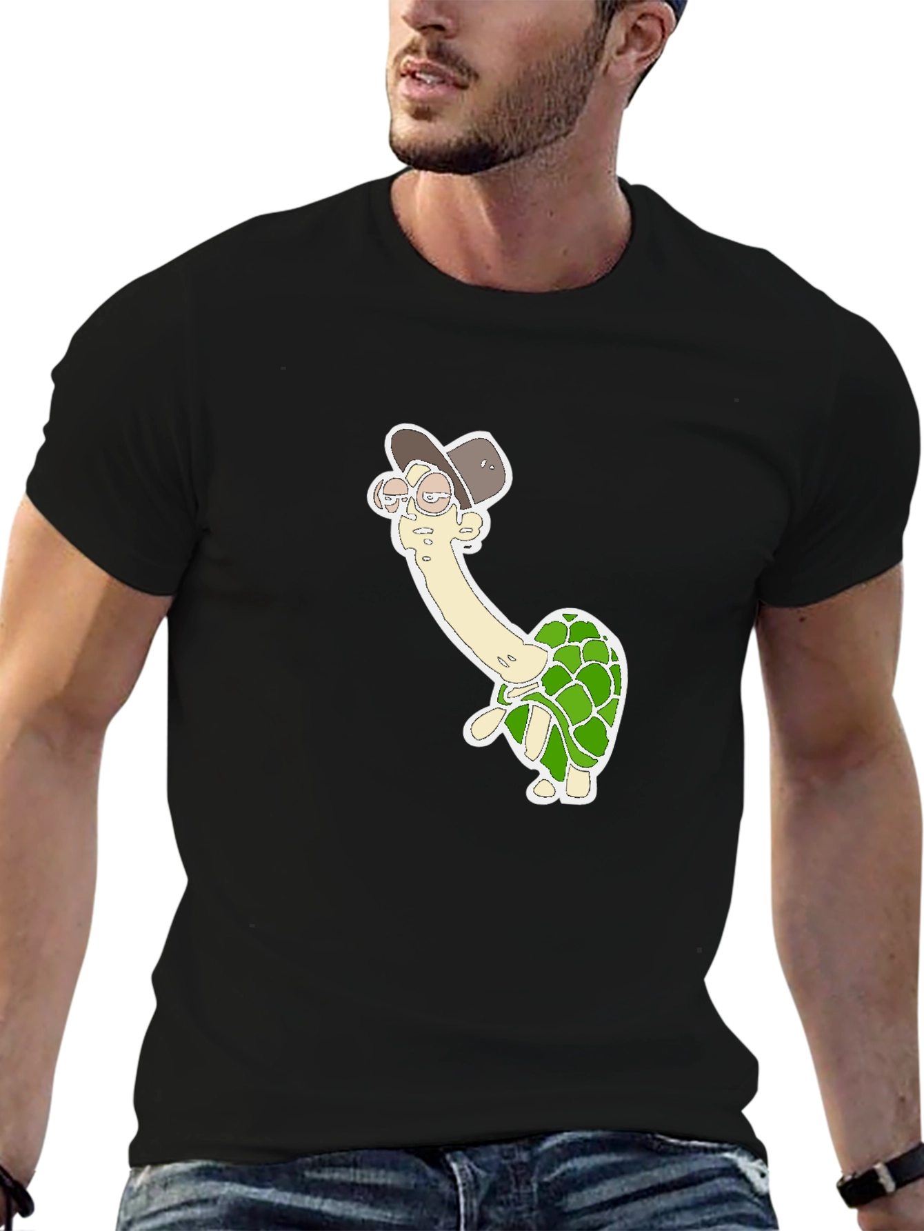 Turtle in Hat Graphic Tee - Black