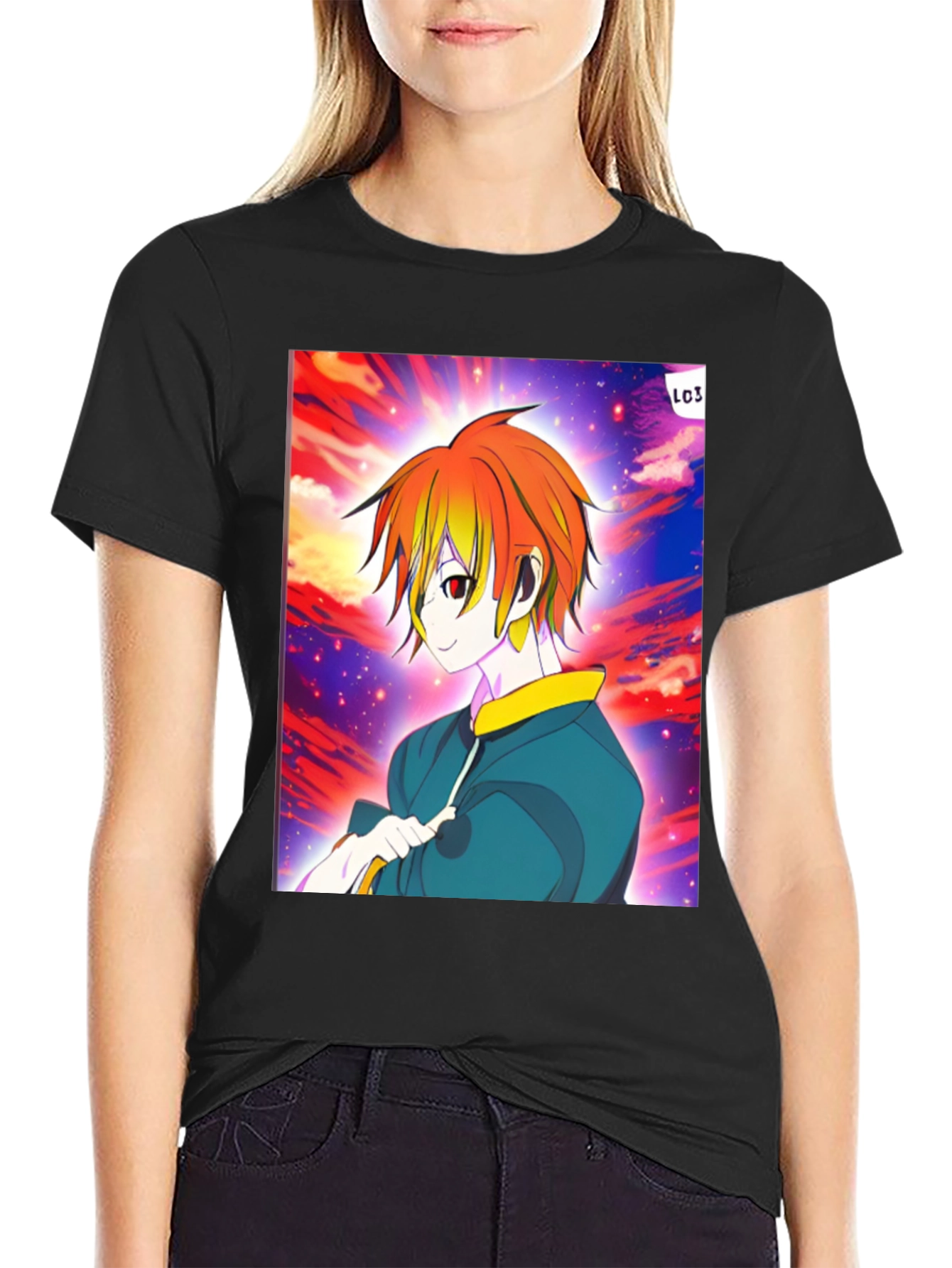 Anime Character Graphic Black T-Shirt