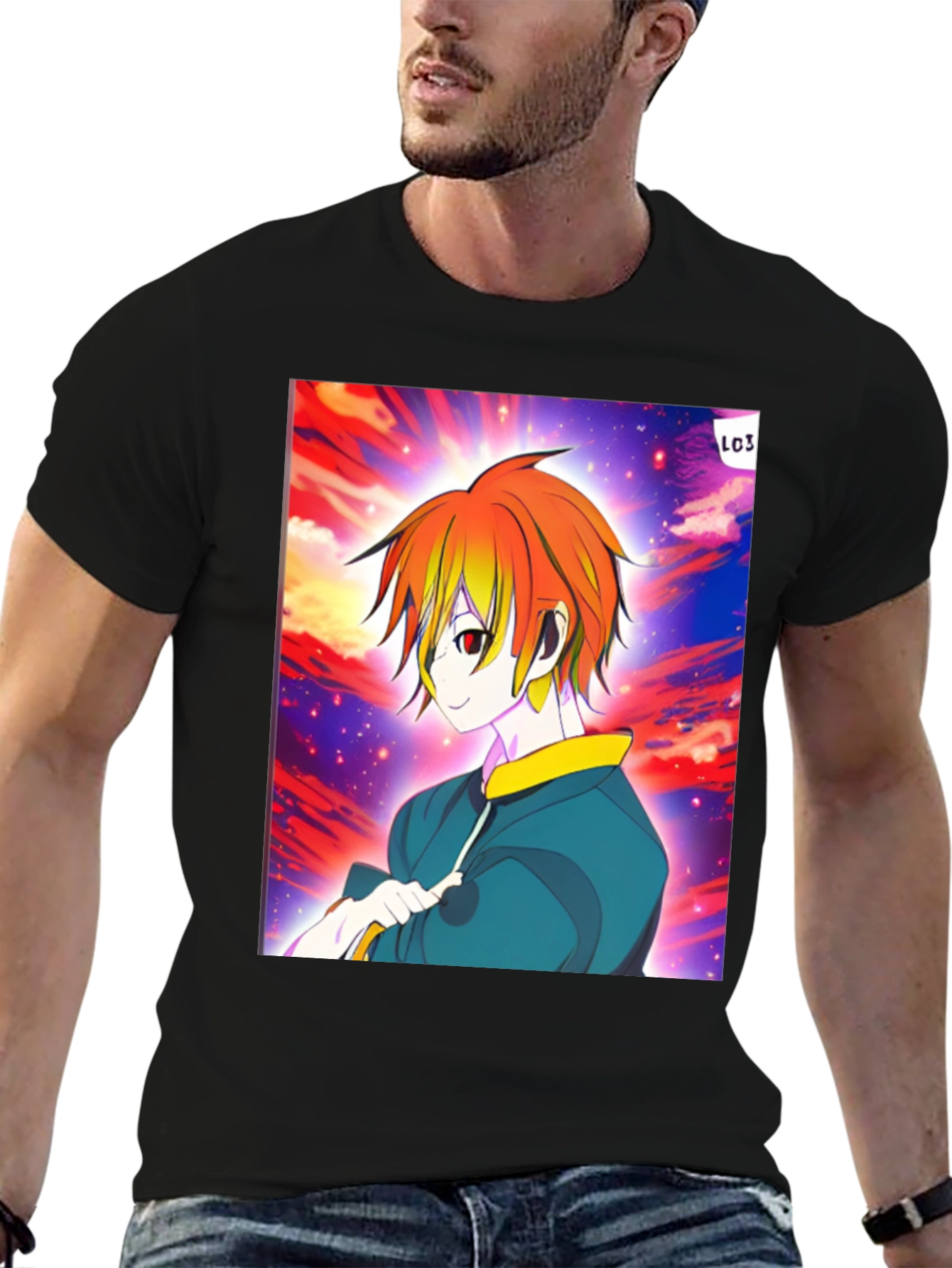 Anime Character Graphic Black T-Shirt