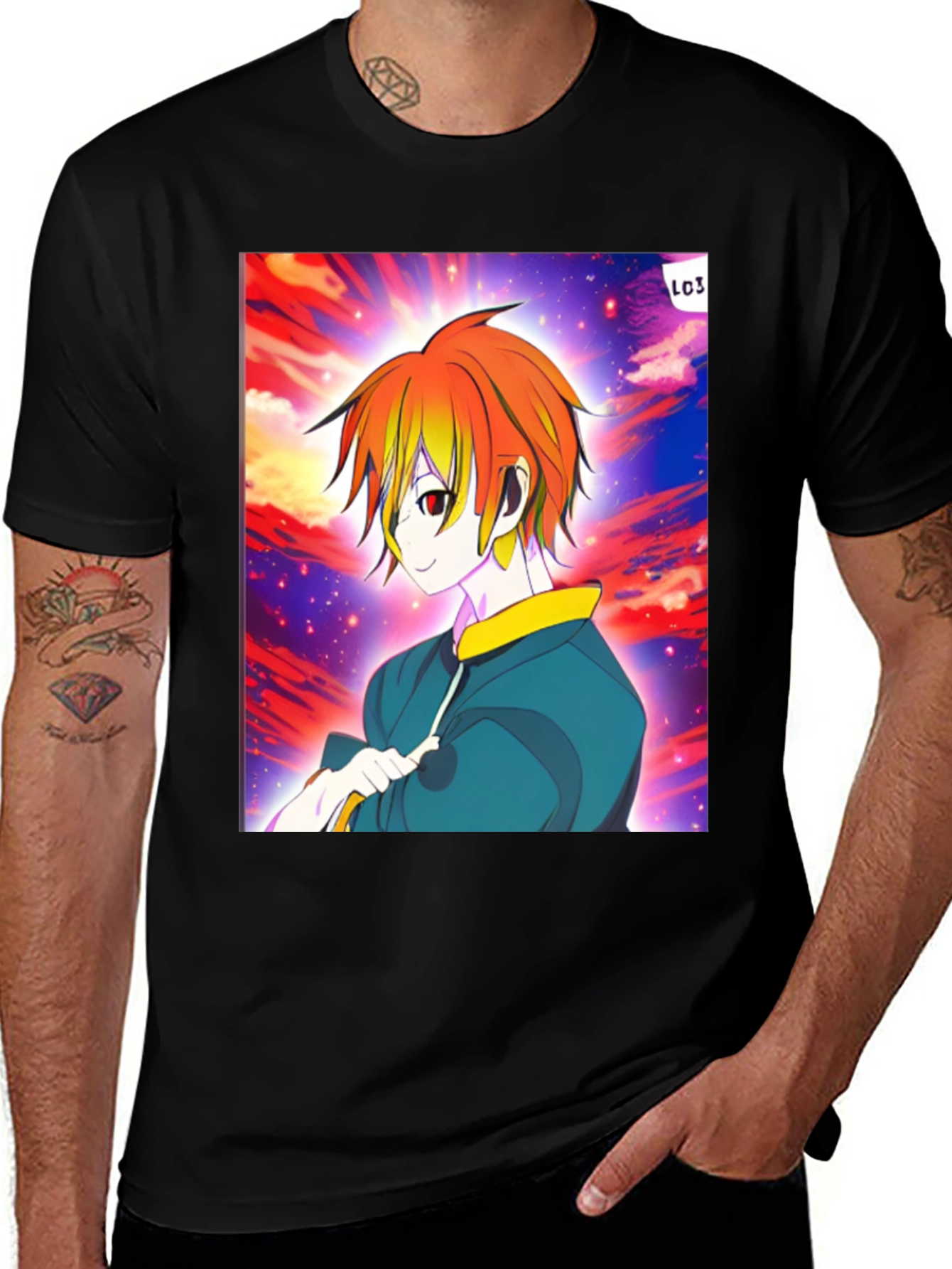Anime Character Graphic Black T-Shirt