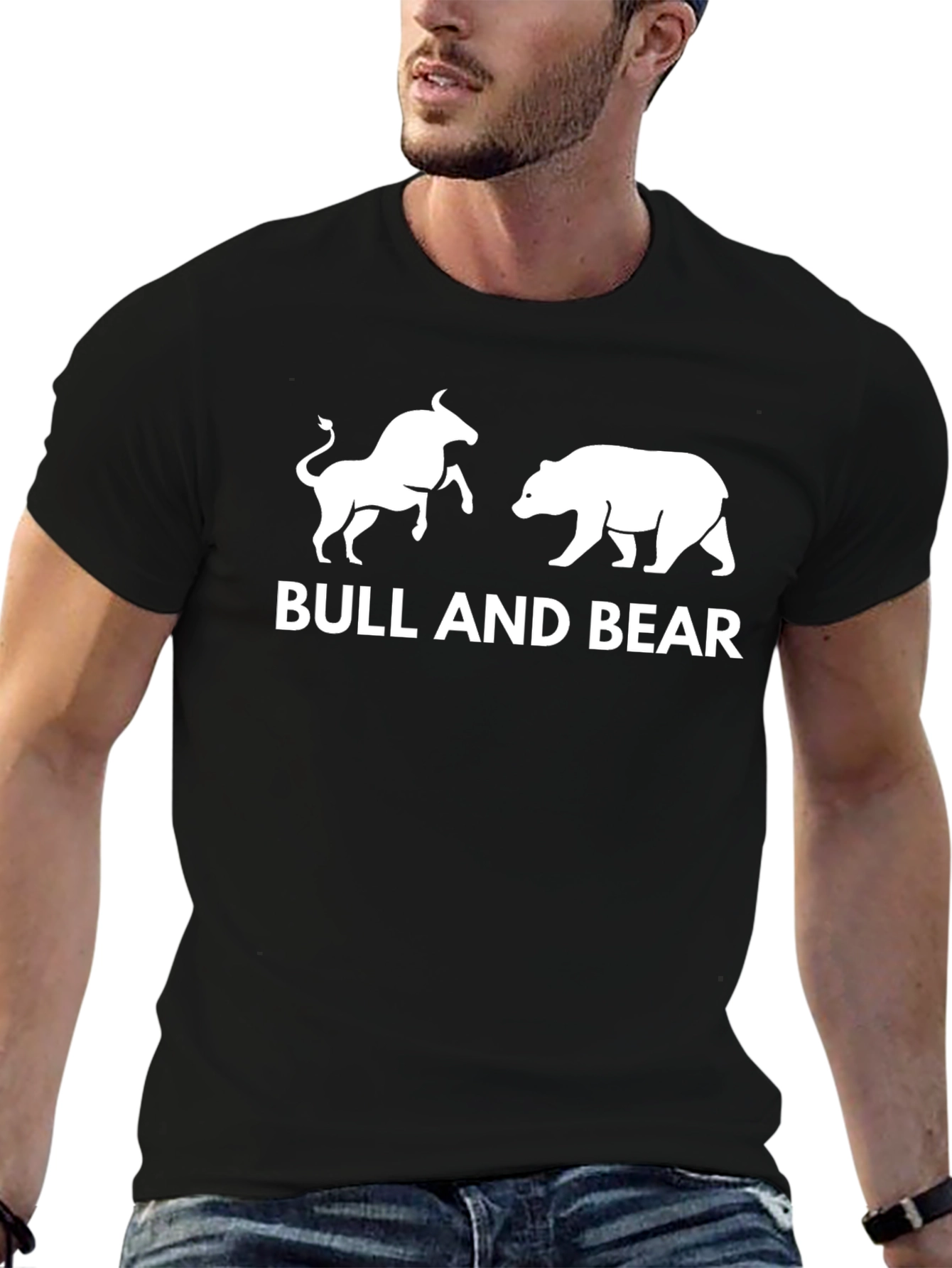 Bull and Bear Black Graphic Tee