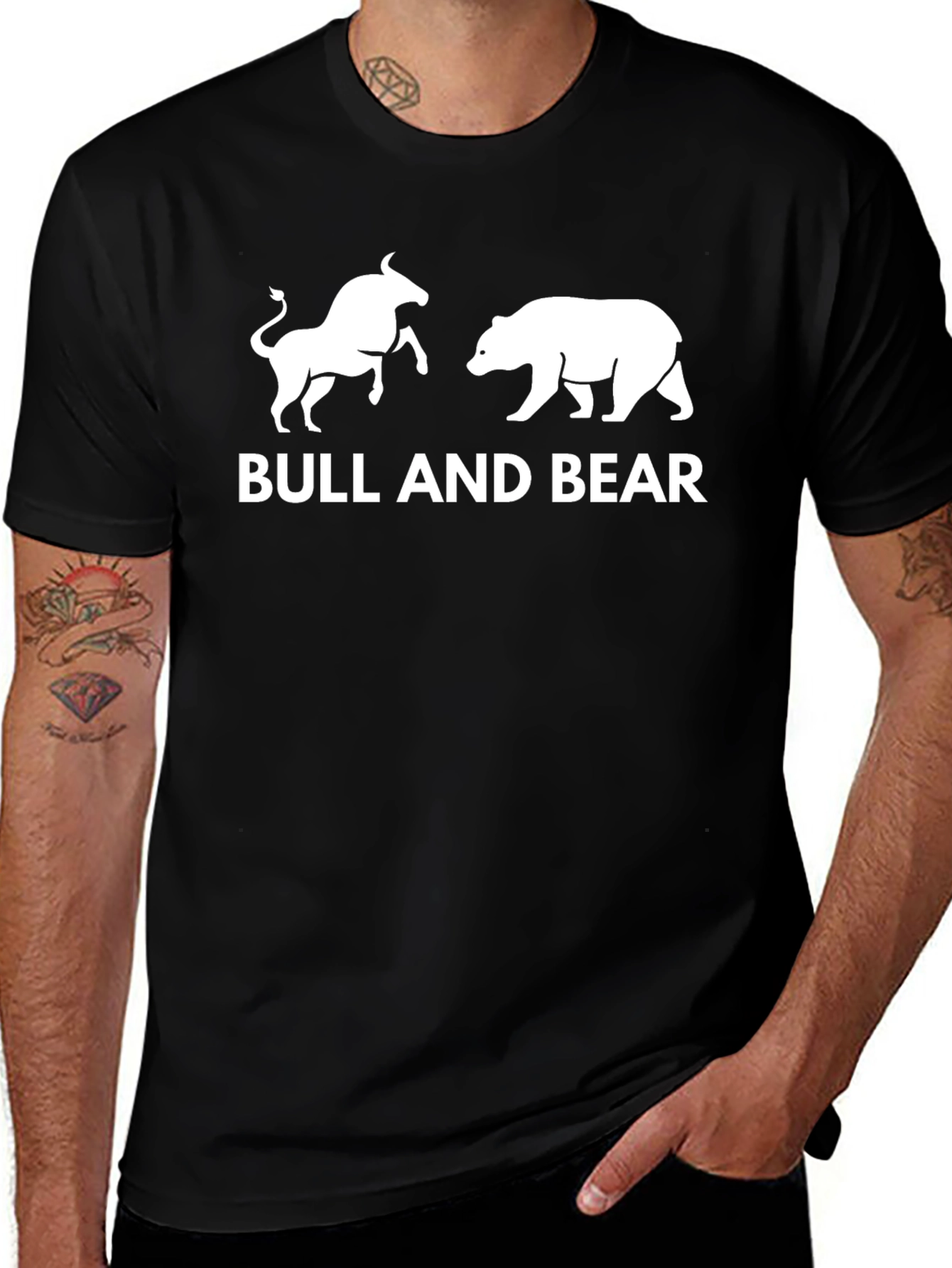 Bull and Bear Black Graphic Tee