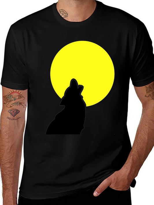 Wolf Howling at Moon Graphic Tee - Black