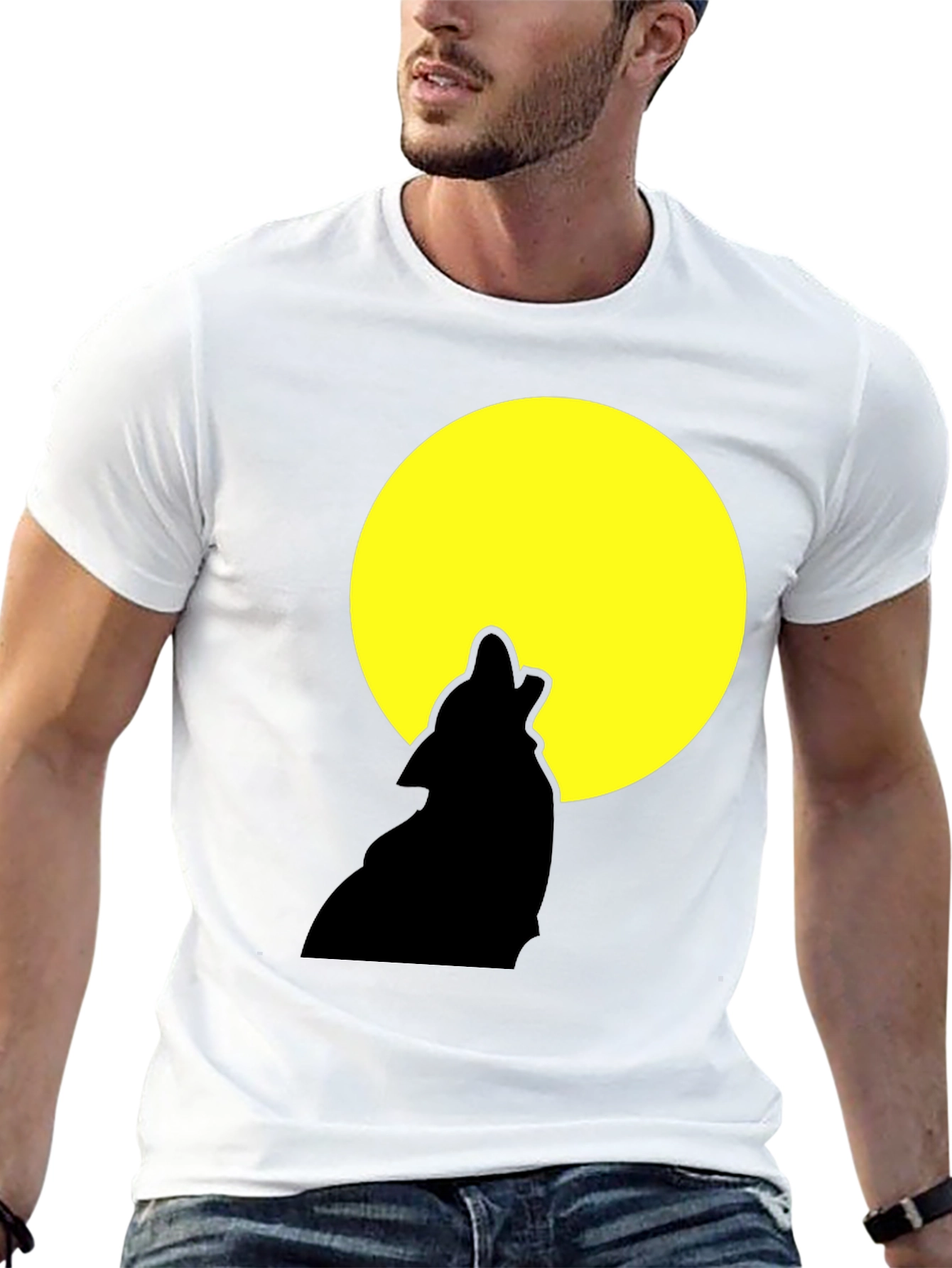 Wolf Howling at Moon Graphic Tee - Black