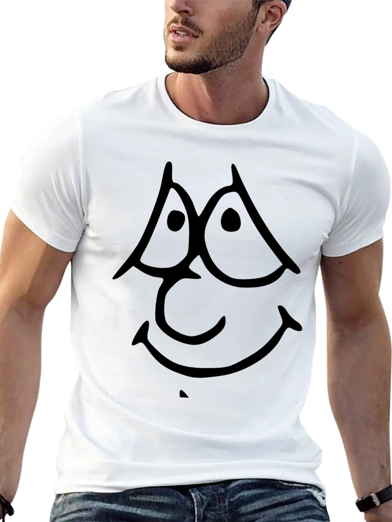 Cartoon Face Black T-Shirt