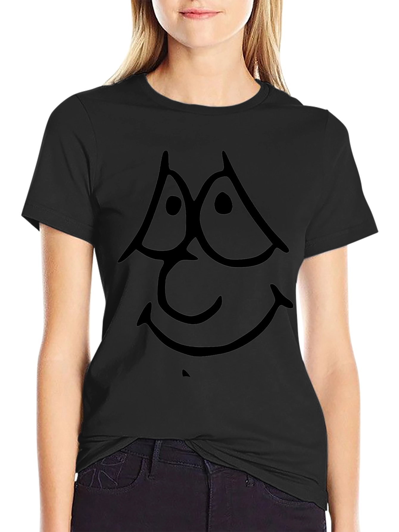 Cartoon Face Black T-Shirt