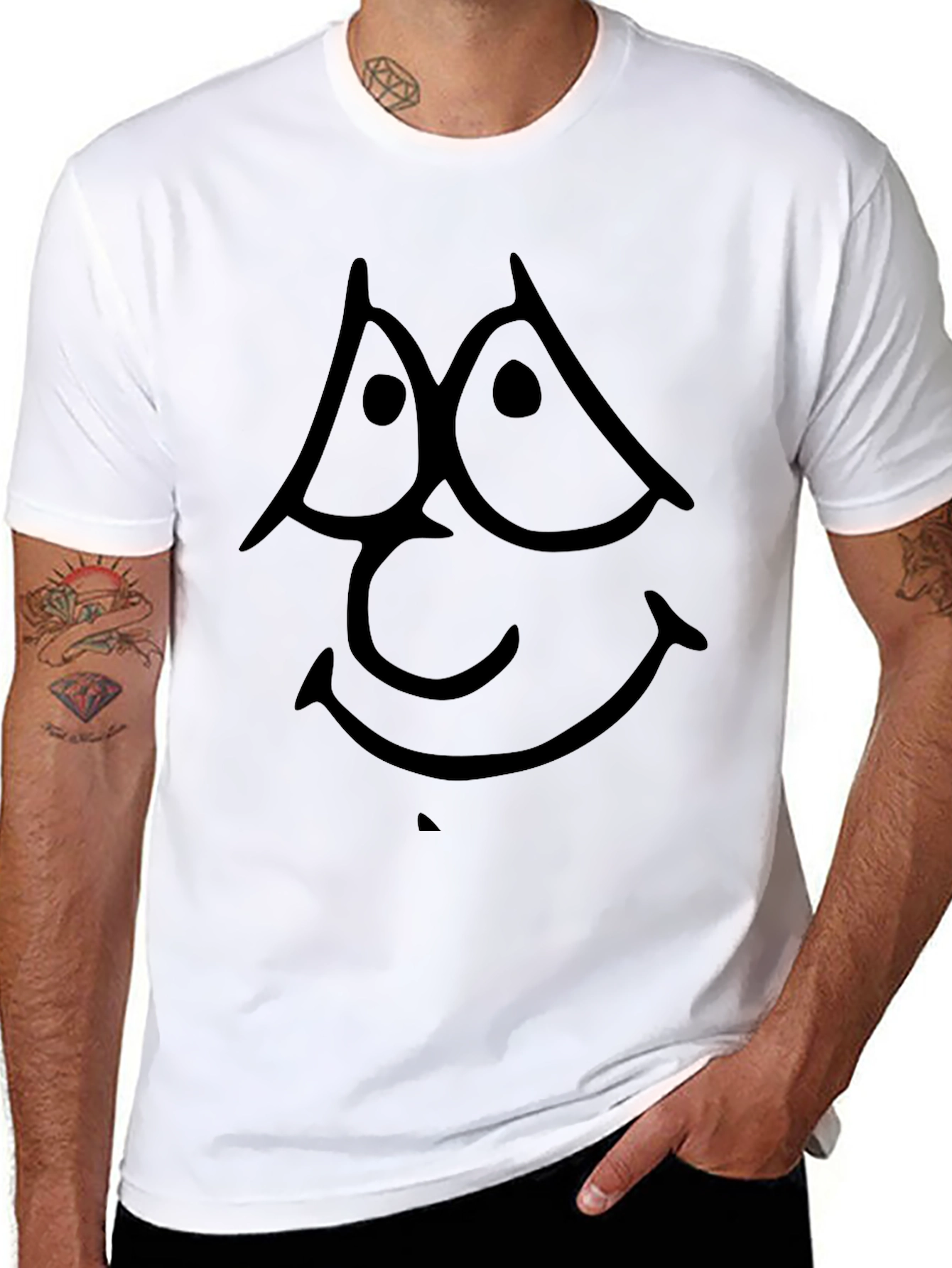 Cartoon Face Black T-Shirt