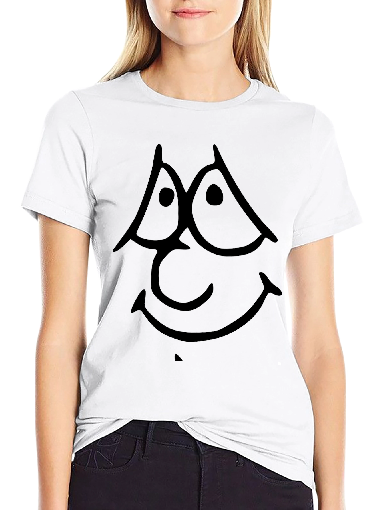 Cartoon Face Black T-Shirt
