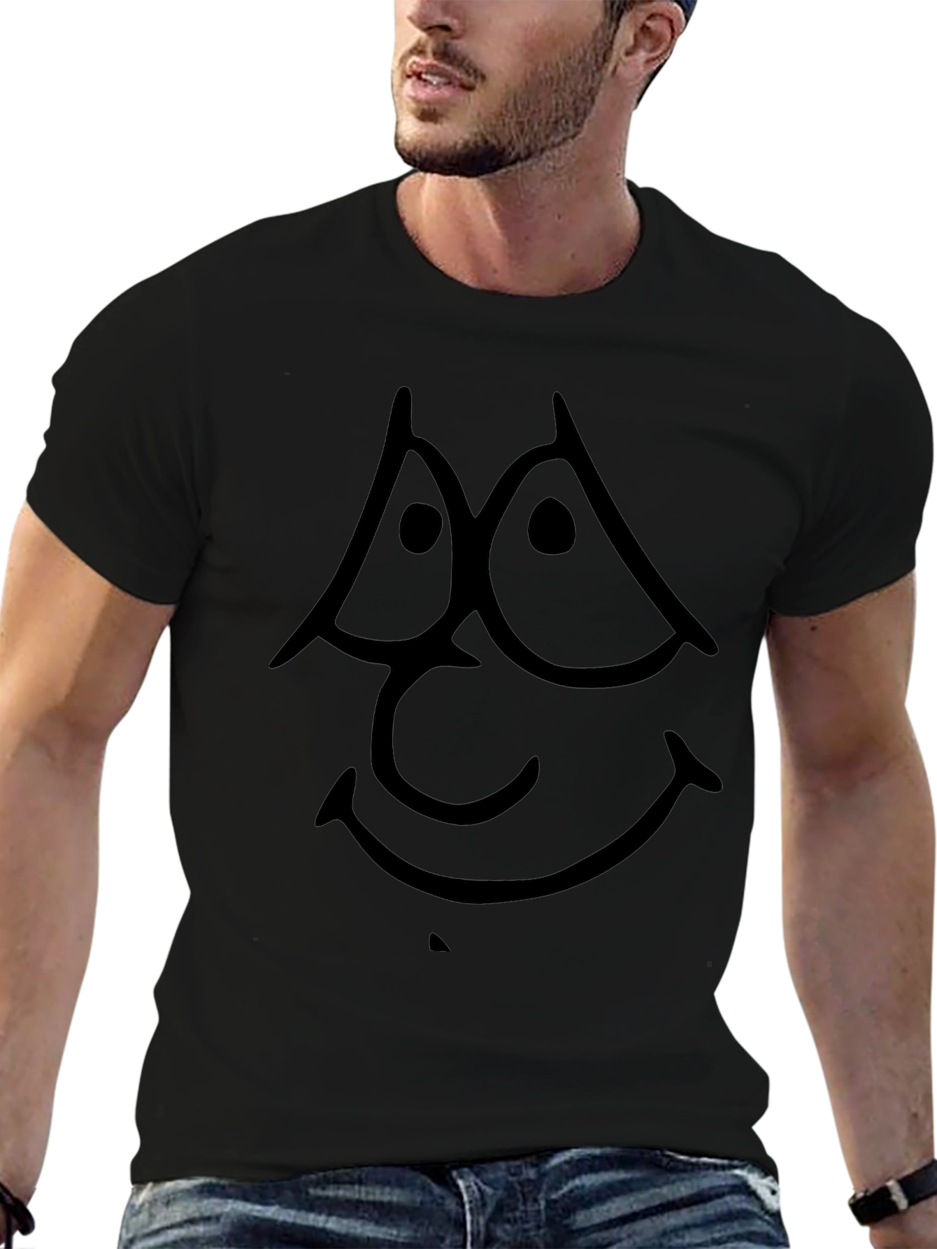Cartoon Face Black T-Shirt